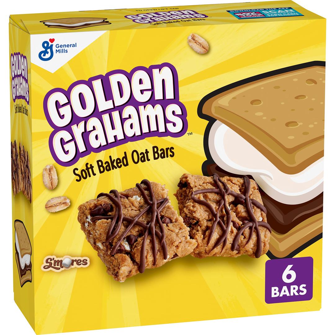 Golden Grahamsmores Soft Baked Oat Bars, Chewy Snack Bars, 6 ct