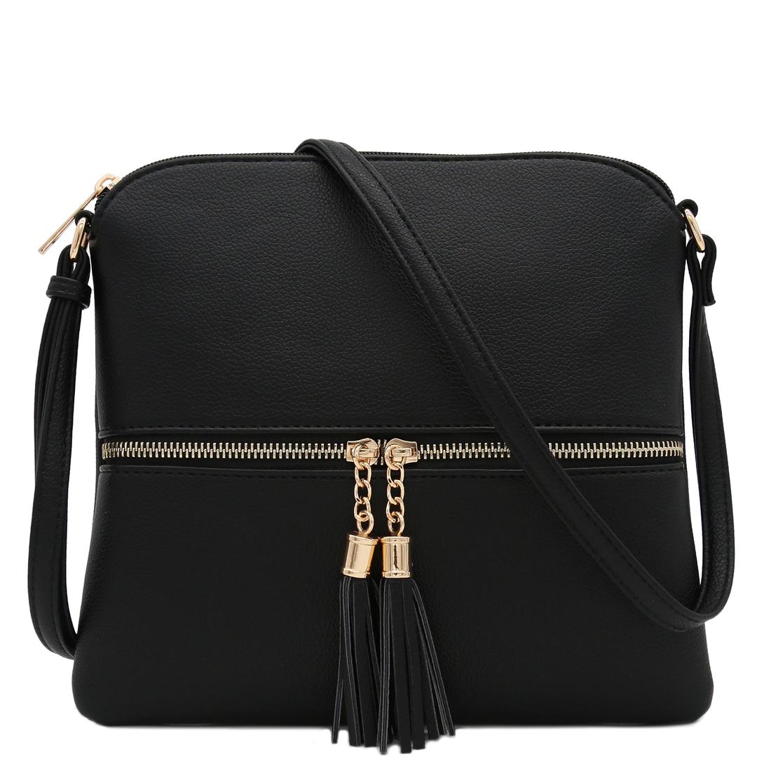 DELUXITY Lightweight Medium Crossbody Bag with Tassel