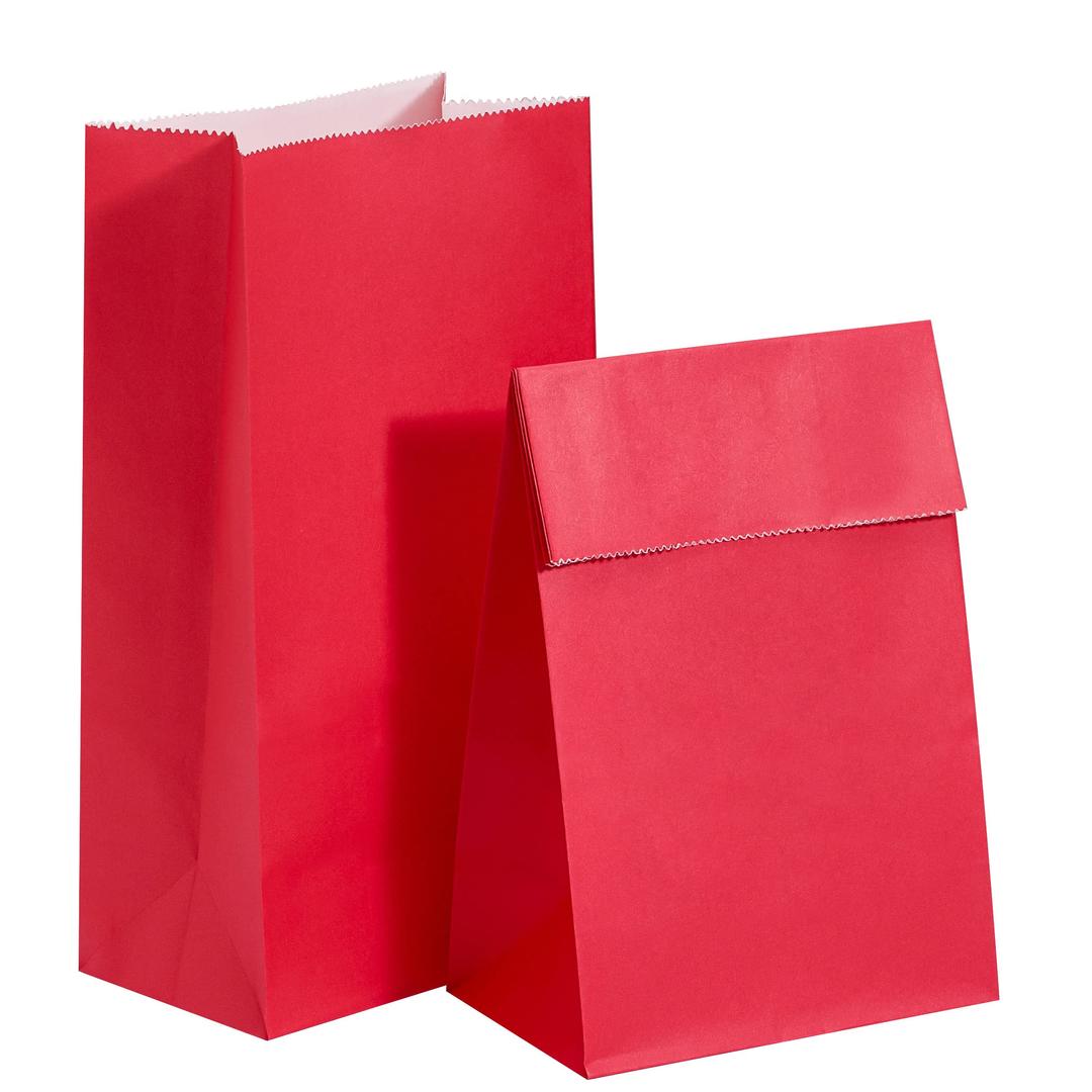 SUNCOLOR 30 Pack Red Paper Bags Party Favor Bags Goodie Bags for Kids Birthday Party/Valentines Day Gift Bags/Christmas