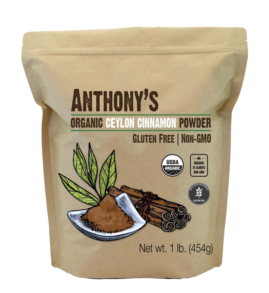 Anthony's Organic Ceylon Cinnamon Powder, 1 lb, Ground, Gluten Free, Non GMO, Non Irradiated, Keto Friendly