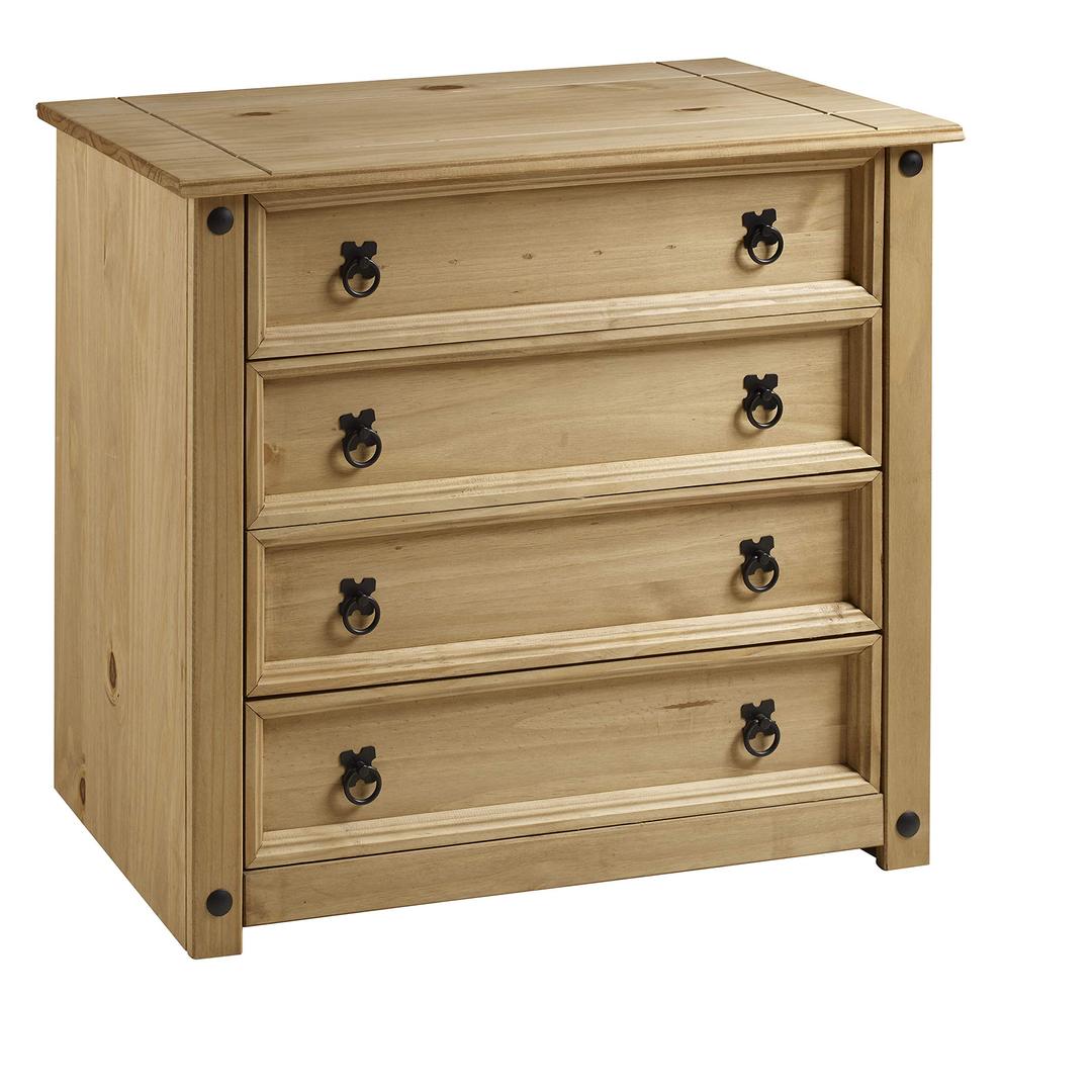 Mercers Furniture Corona 4 Drawer Chest, pine, Antique Wax, 80 x 41 x 73 cm