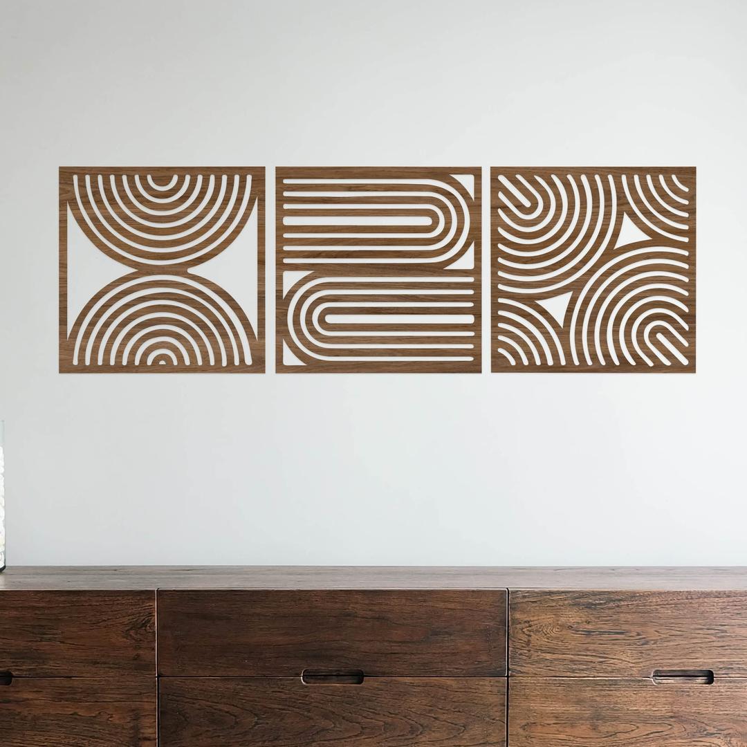 GM Grow Geometric Wooden - Modern Wood Art - Abstract Wood- Native Wood Wall Decor - Wood Panel Wall Art - Wall Decorations for Home