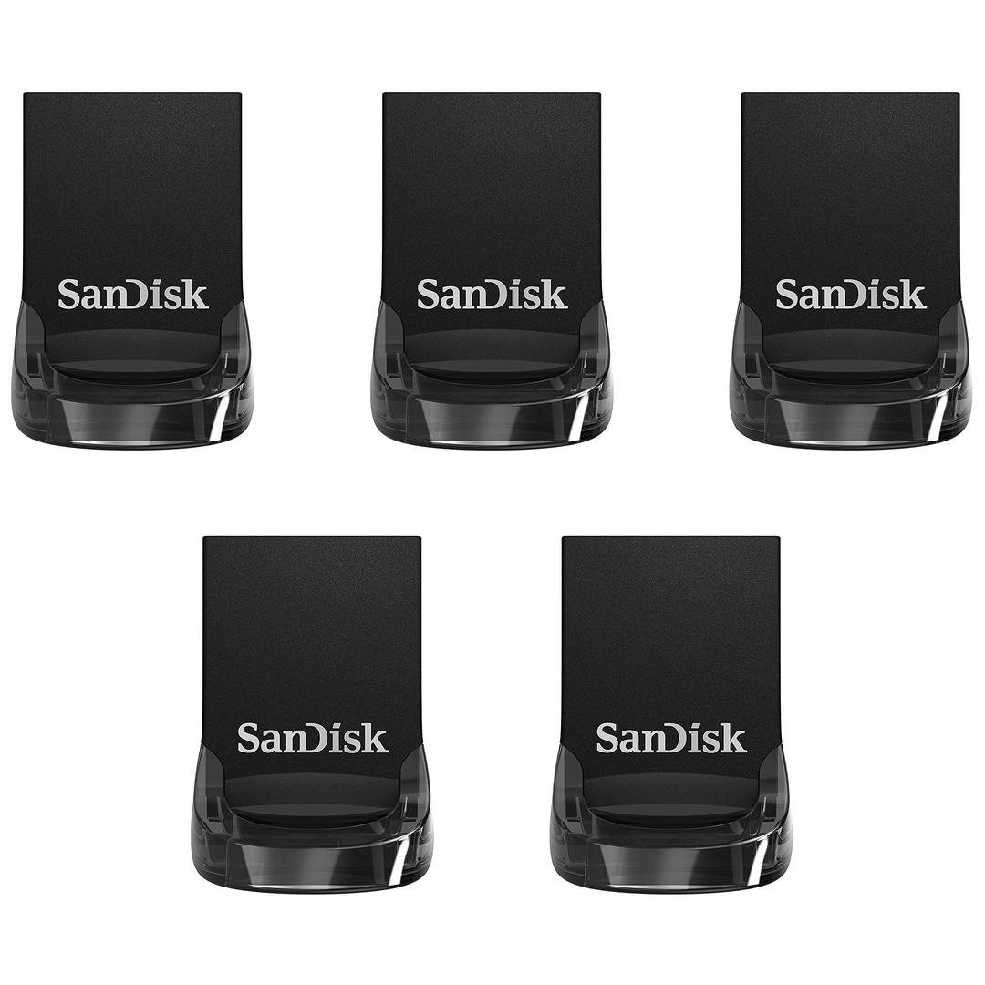 SanDisk 64GB 5-Pack Ultra Fit USB 3.1 Flash Drive (5x64GB) - SDCZ430-064G-B5CT, Black