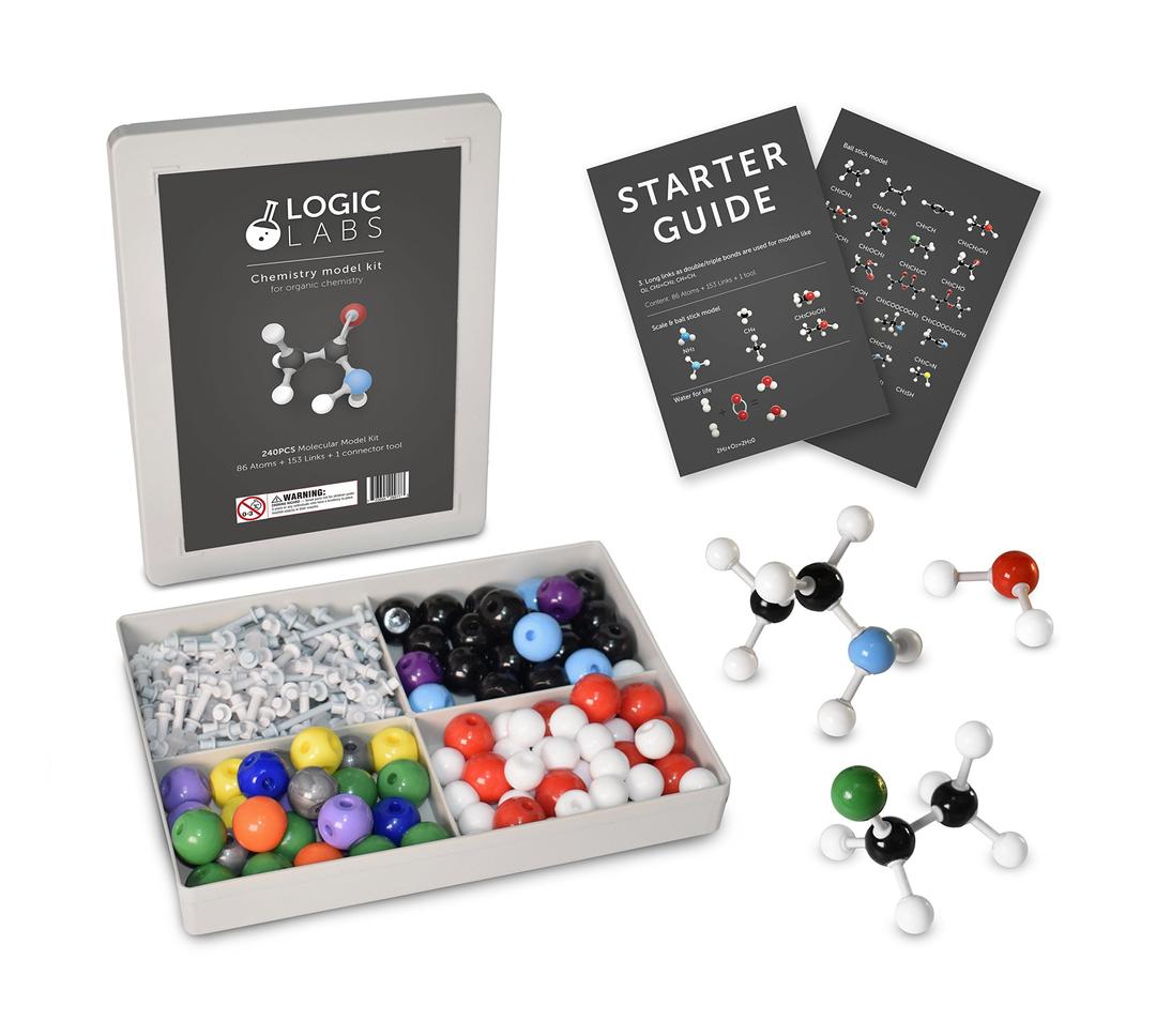 Organic Chemistry Model Kit (239 Pieces) - with Starter Guide Atoms and Bonds. Molecular Model Student or Teacher Pack.