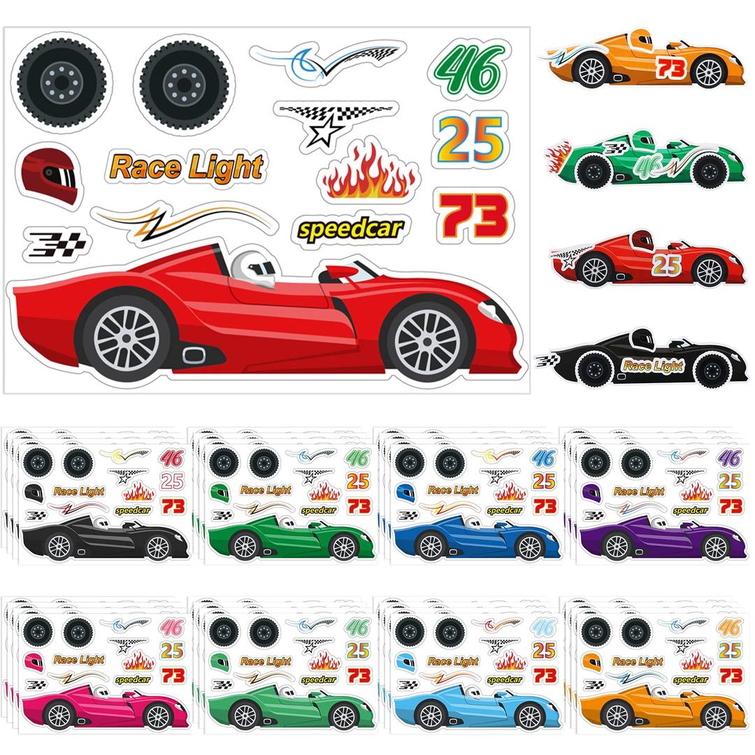 36 Sheets Car Stickers for Your Kids Make Your Own Stickers Car Themed Birthday Party Decor Car Racing Gifts Party Favor Supply Reward Educational Toy Art Craft(Race Car)