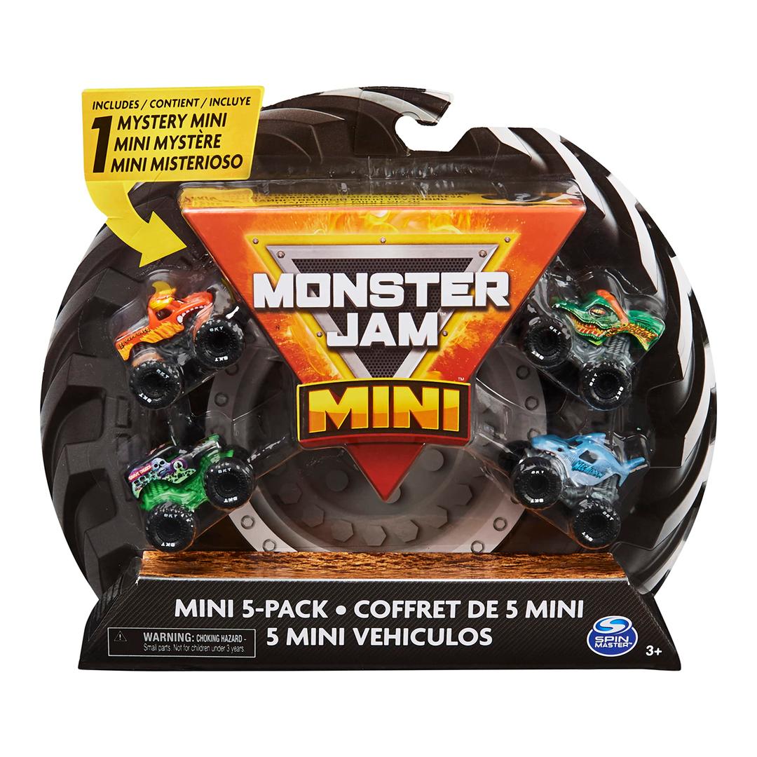 Monster Jam, Official Mini Collectible Monster Trucks 5-Pack with 1 Mystery Truck, 1:87 Scale