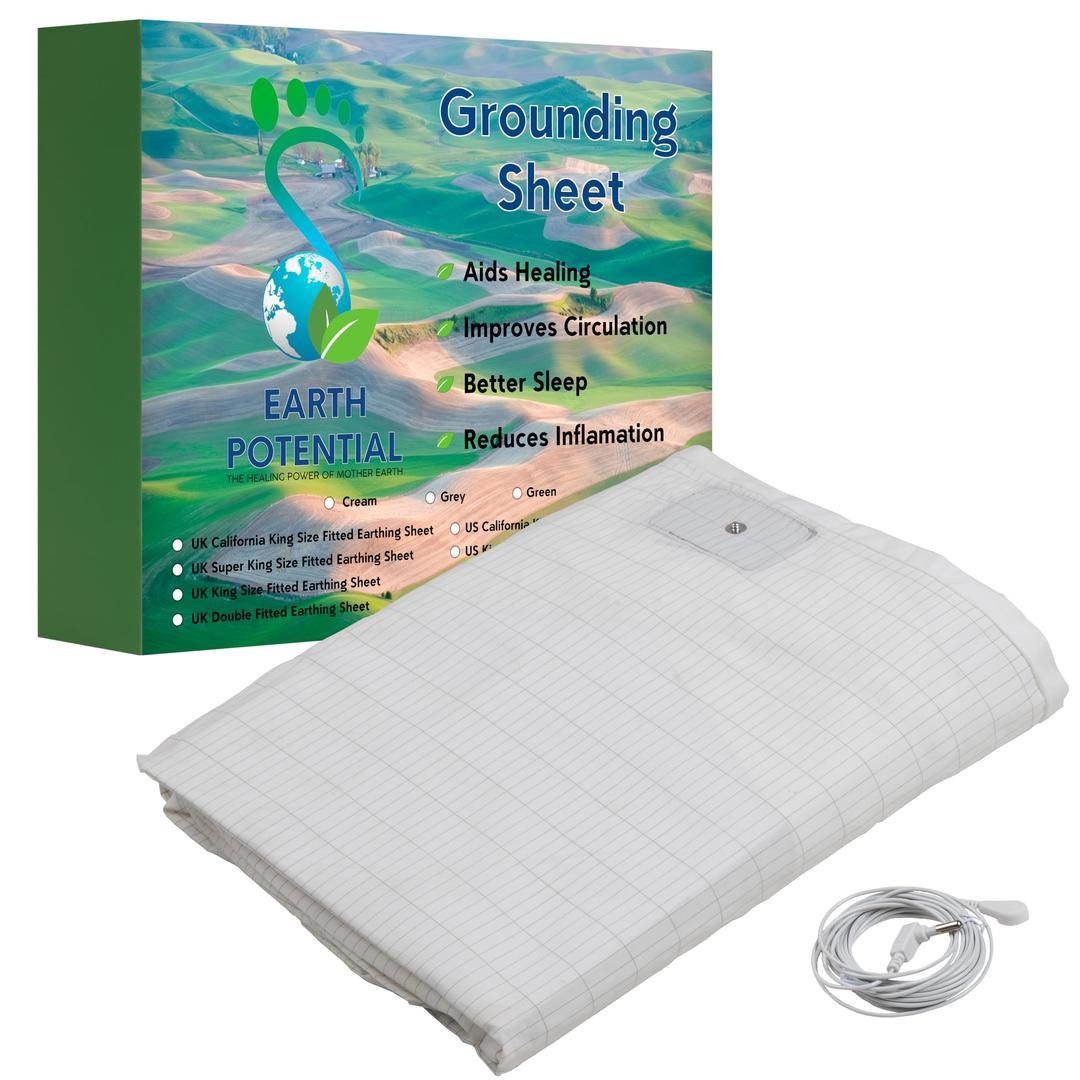 Earthing Grounding Fitted Full/Double Size Sheet – Earthing Sheet for Healing Sleep and Wellbeing - c/w 15 ft Bed Grounding Cord - Earthing Sheets and Ground Earthing Products by Earth Potential