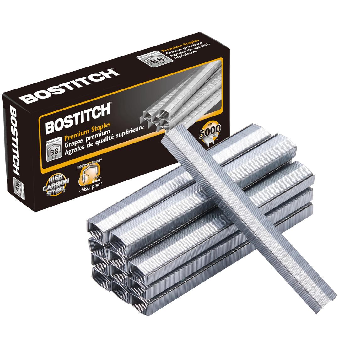 BostitchOffice B8 PowerCrown 0.25 Inch Staples, Pack of 5,000 Staples (STCRP21151/4), Silver