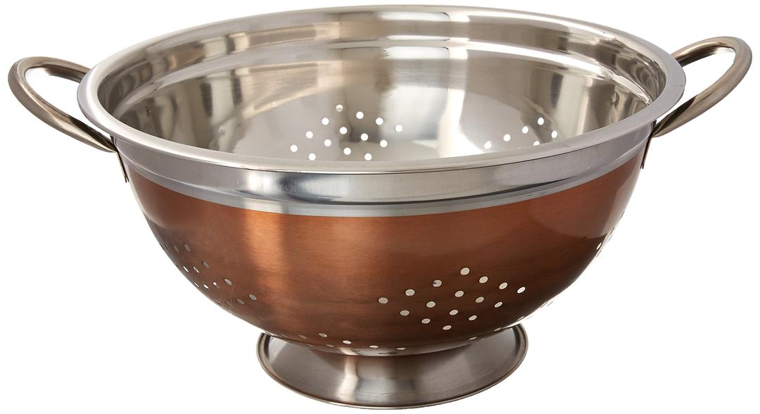 EURO-WARE High Grade Stainless Steel Colander for Pastas or Washing Fruits, Vegetables, Salads and More with Decorative Copper Finish (8 Quart)