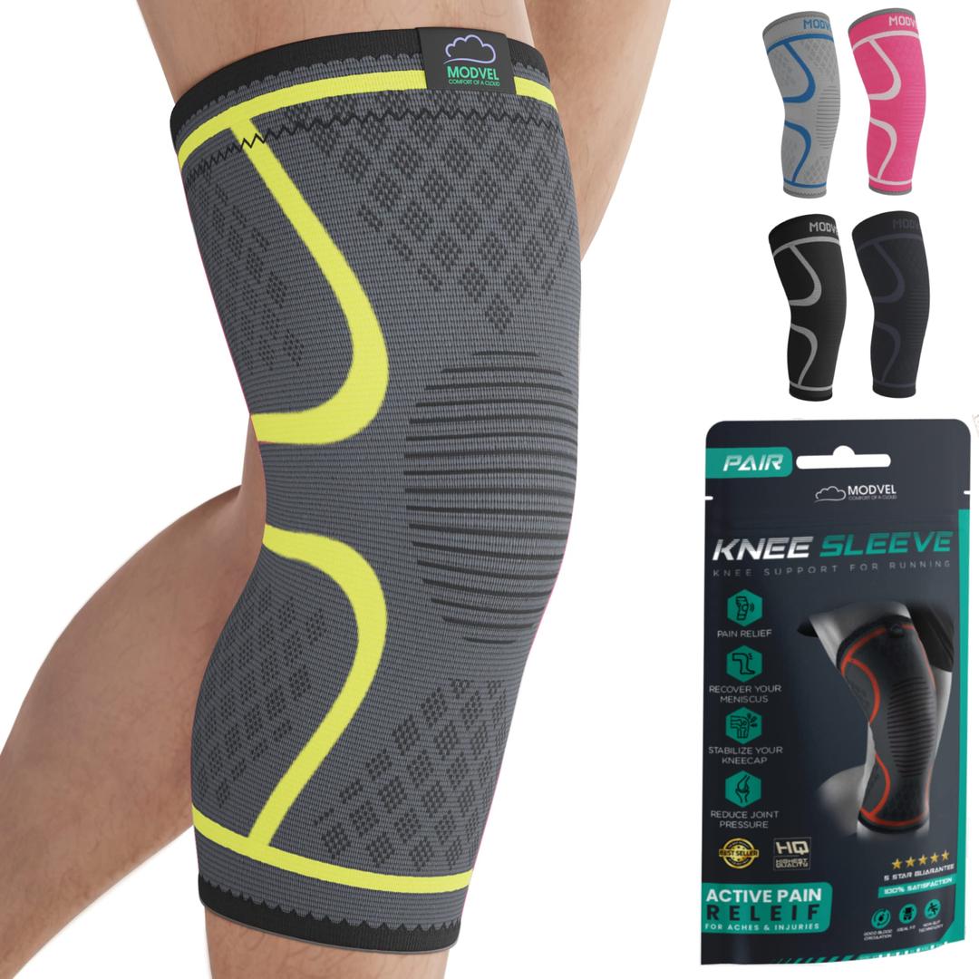 Modvel ELITE Knee Brace and Pads for Women & Men - Knee Braces for Pain Relief, Compression Sleeve for Meniscus Tear, ACL, Arthritis | Knee Pads with Padding for Running & All Sports