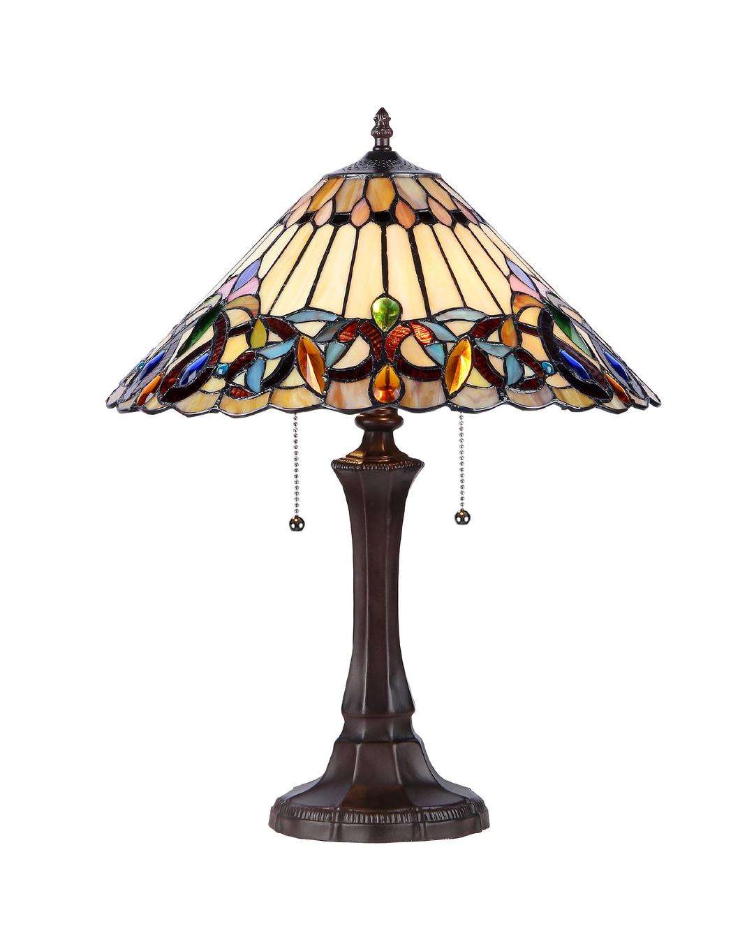 Chloe Lighting CH33318VI16-TL2 Ambrose Tiffany-Style Victorian 2-Light Table Lamp, 21.9 x 16.54 x 16.54", Glass, resin, metal, Multicolor