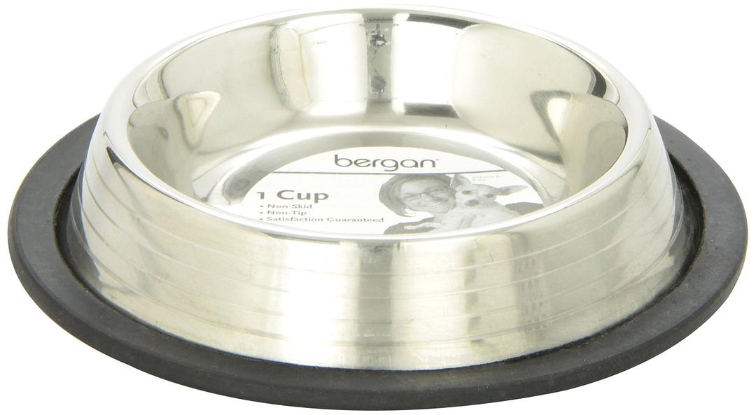 Bergan Maslow Stainless Steel Non-Skid/Non-Tip Pet Bowl with Ridges, 3/4 to 1 Cup