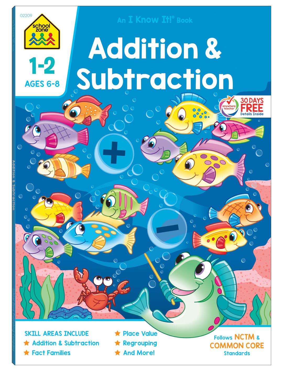 School Zone Addition and Subtraction Workbook: 1st Grade Math, Place Value, Regrouping, Fact Tables, and More (School Zone I Know It!® Workbook Series) Paperback – June 26, 2019