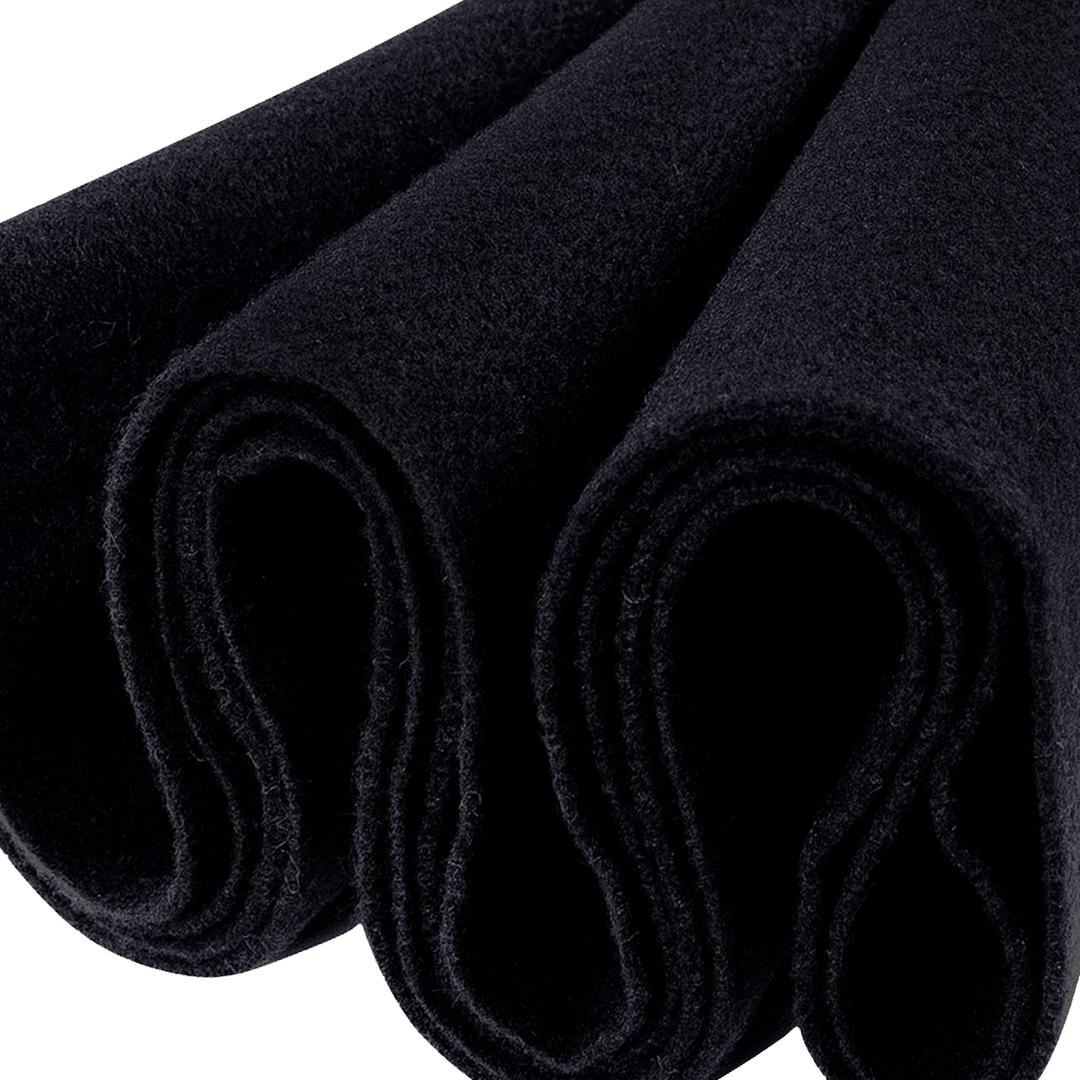 FabricLA Craft Felt Fabric - 72" Inch (182 cm) Wide & 1.6mm Thick Felt Fabric by The Yard - Black, 1 Yard (90 CM / 0.9 Meter)