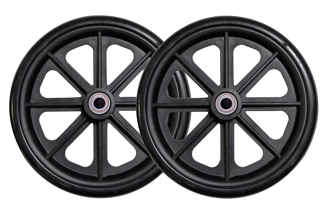 Caster Wheel, Hard Rubber Tire, 8" x 1"- 2 3/8" Hub Width; Fits Most Sunrise, Medline, Drive, Invacare, E&J, Guardian, ALCO & Other Manual Wheelchairs (Black, 7/16" Axle, Wide Hub) One Pair