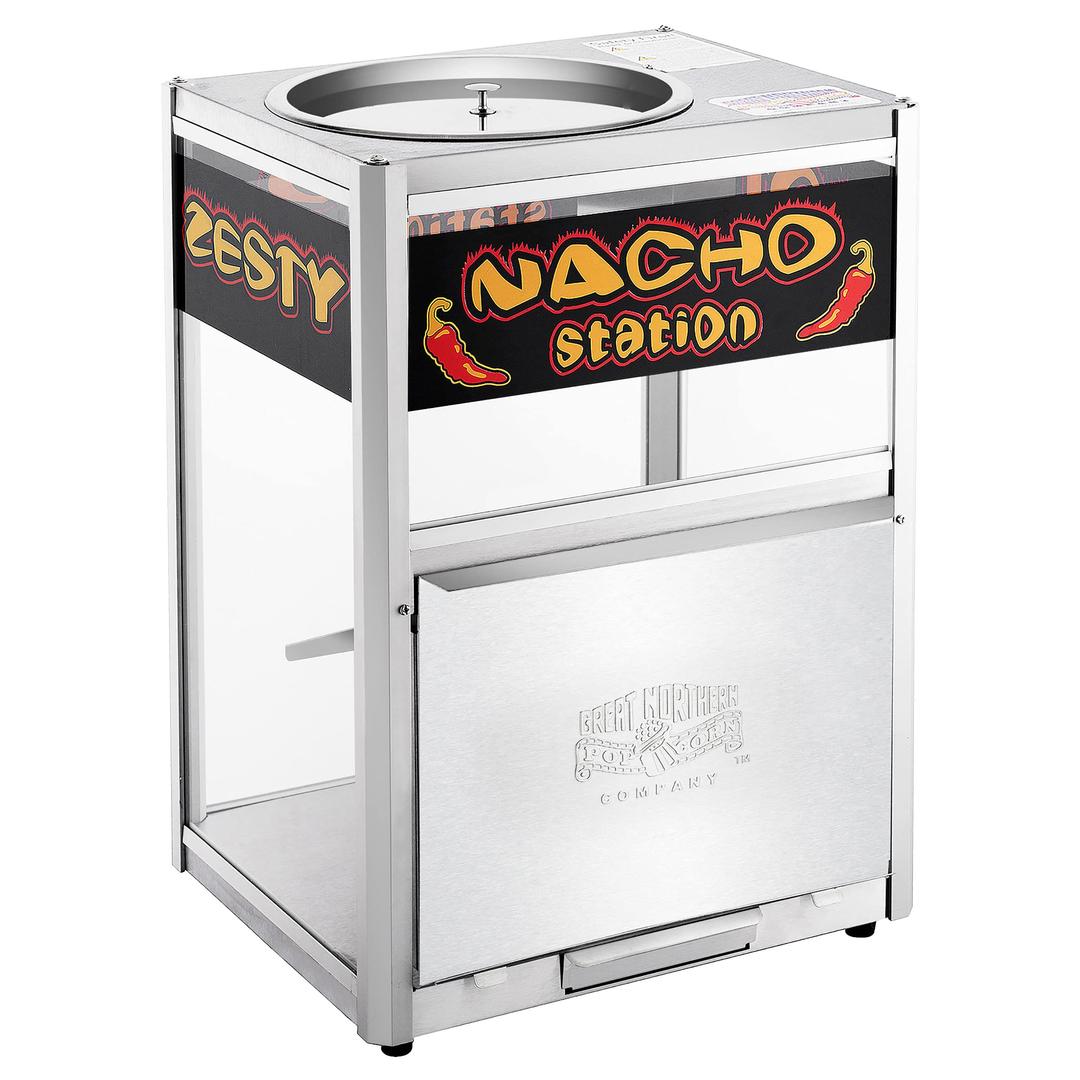 Nacho Machine Food Warmer - Steel Countertop Display Case and Merchandiser for Tortilla Chips, Peanuts, and Popcorn by Great Northern Popcorn (Silver)