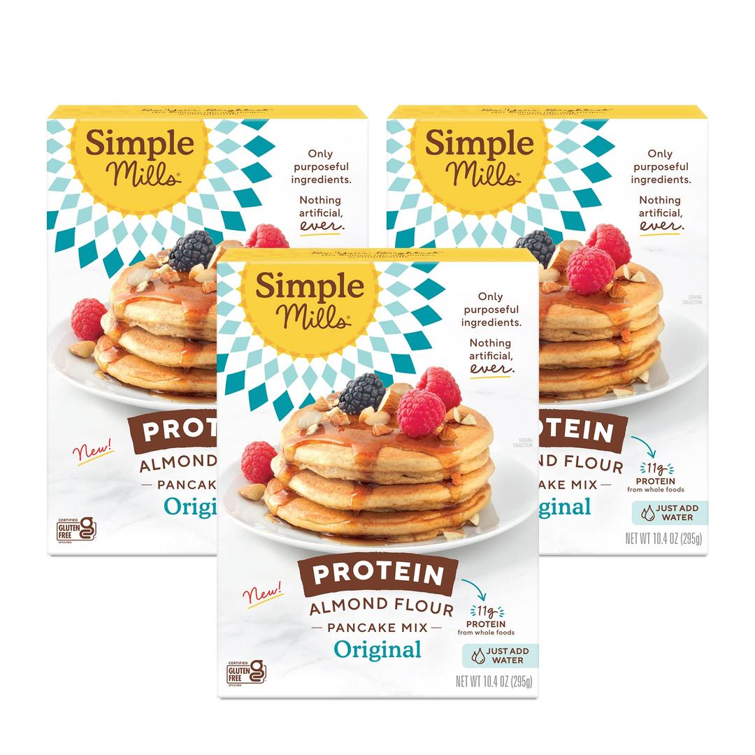 Simple MillsJust Add Water Almond Flour Pancake Mix, Original Protein - Gluten Free, Plant Based, Paleo Friendly, Breakfast, 10.4 Ounce (Pack of 3)