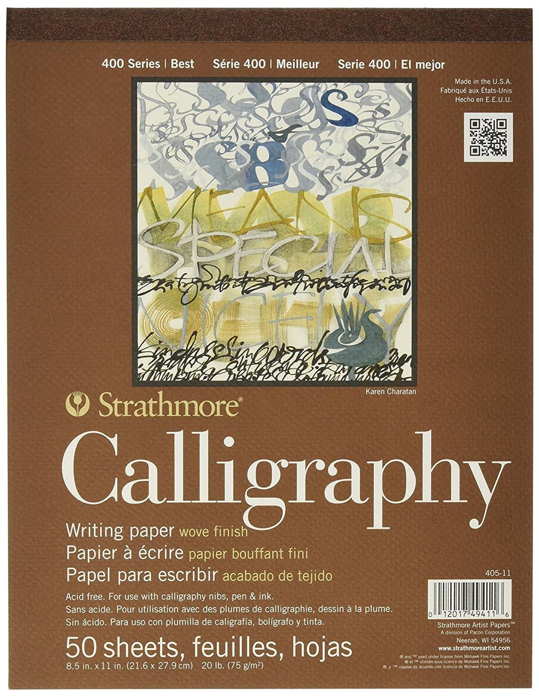 Strathmore STR- 50 Sheet Tape Bound Calligraphy Pad, 8.5 by 11", White