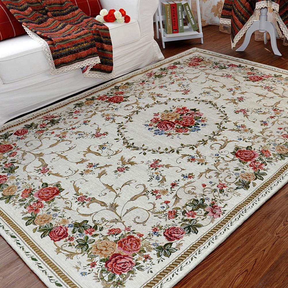 UKELER Rustic Shabby Rose Rugs Luxury Vintage Elegant Traditional Rugs Accent Floral Rugs Carpet for Home Living Room/Bedroom (71''×47.2'', Country Rose)