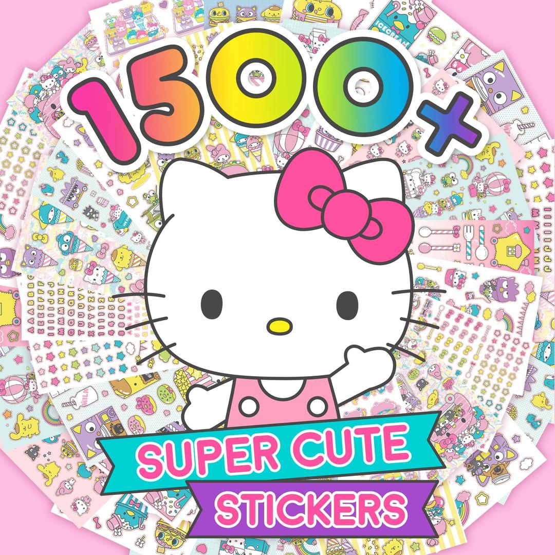 Sanrio Hello Kitty and Friends 1500+ Super Cute Kawaii Stickers, Hello Kitty Chococat My Melody Keroppi Badtz-Maru Pompompurin, Cute Gifts for Kids Teens Girls Adults