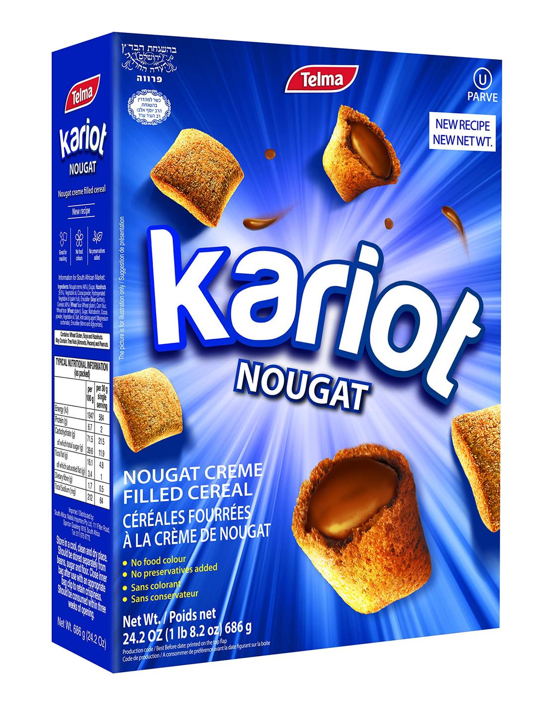 Telma Nougat Creme Filled Kariot Cereal, Family Size (24.2oz) Dairy Free