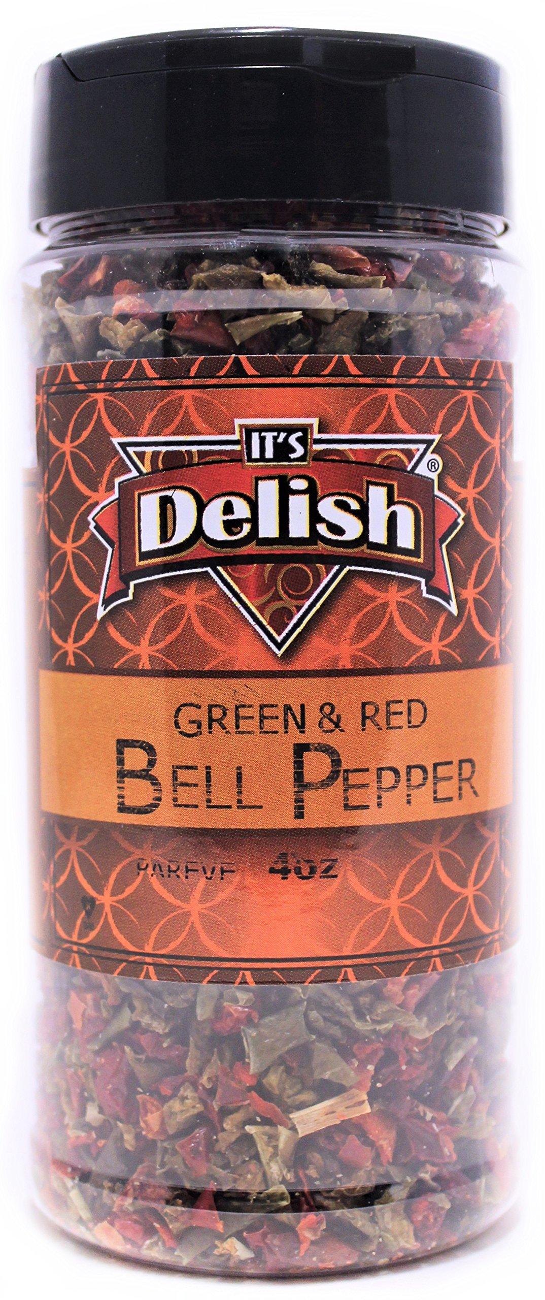 Dried Red and Green Bell Peppers Mix by It's Delish, 3 Oz. Medium Jar