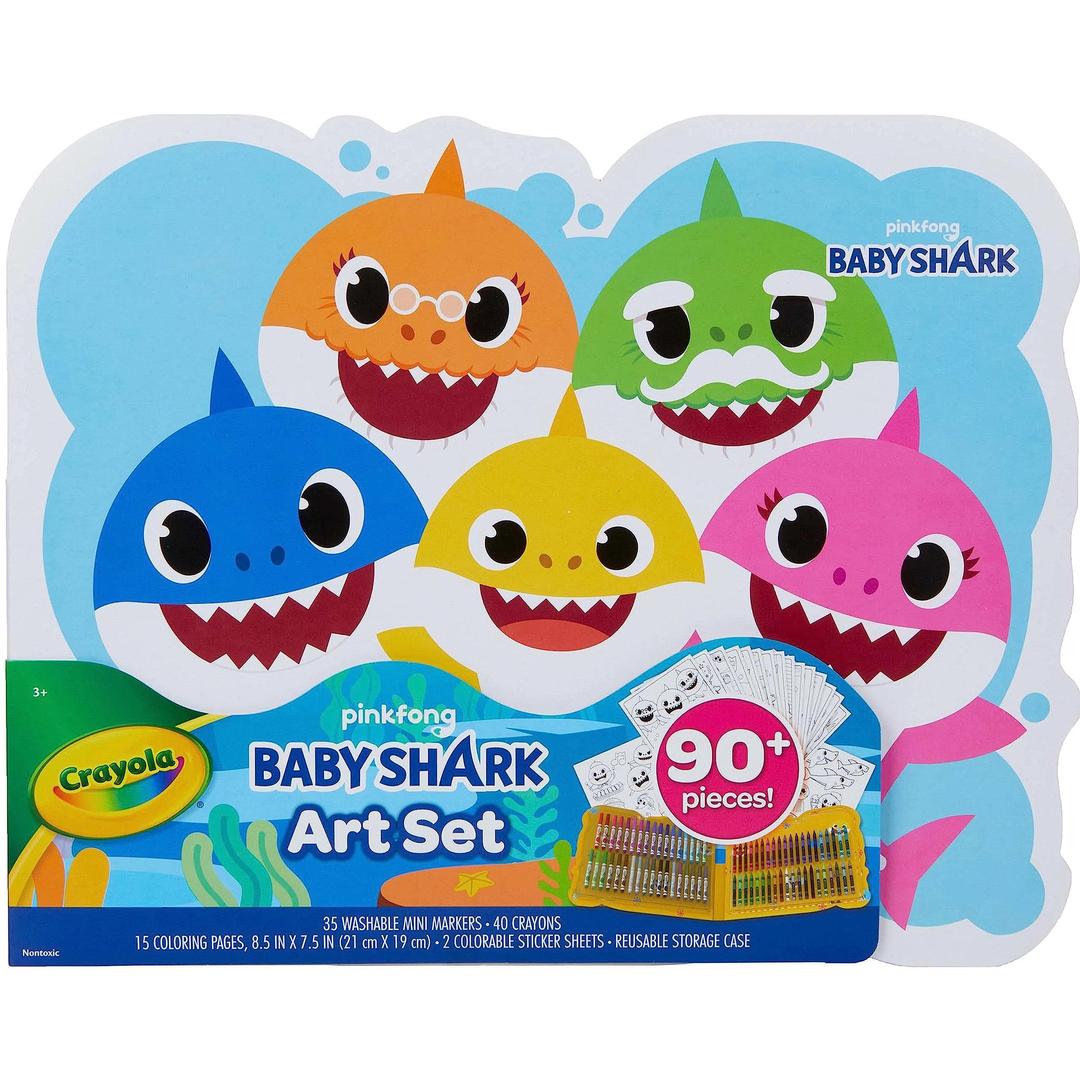 Crayola Baby Shark Art Set, 90 Pieces, Gift for Kids, Ages 3, 4, 5, 6