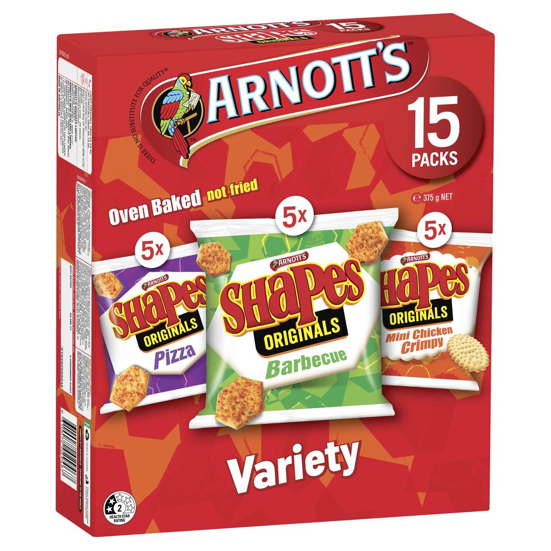 Arnott's Shapes Variety 15 Pack 375g