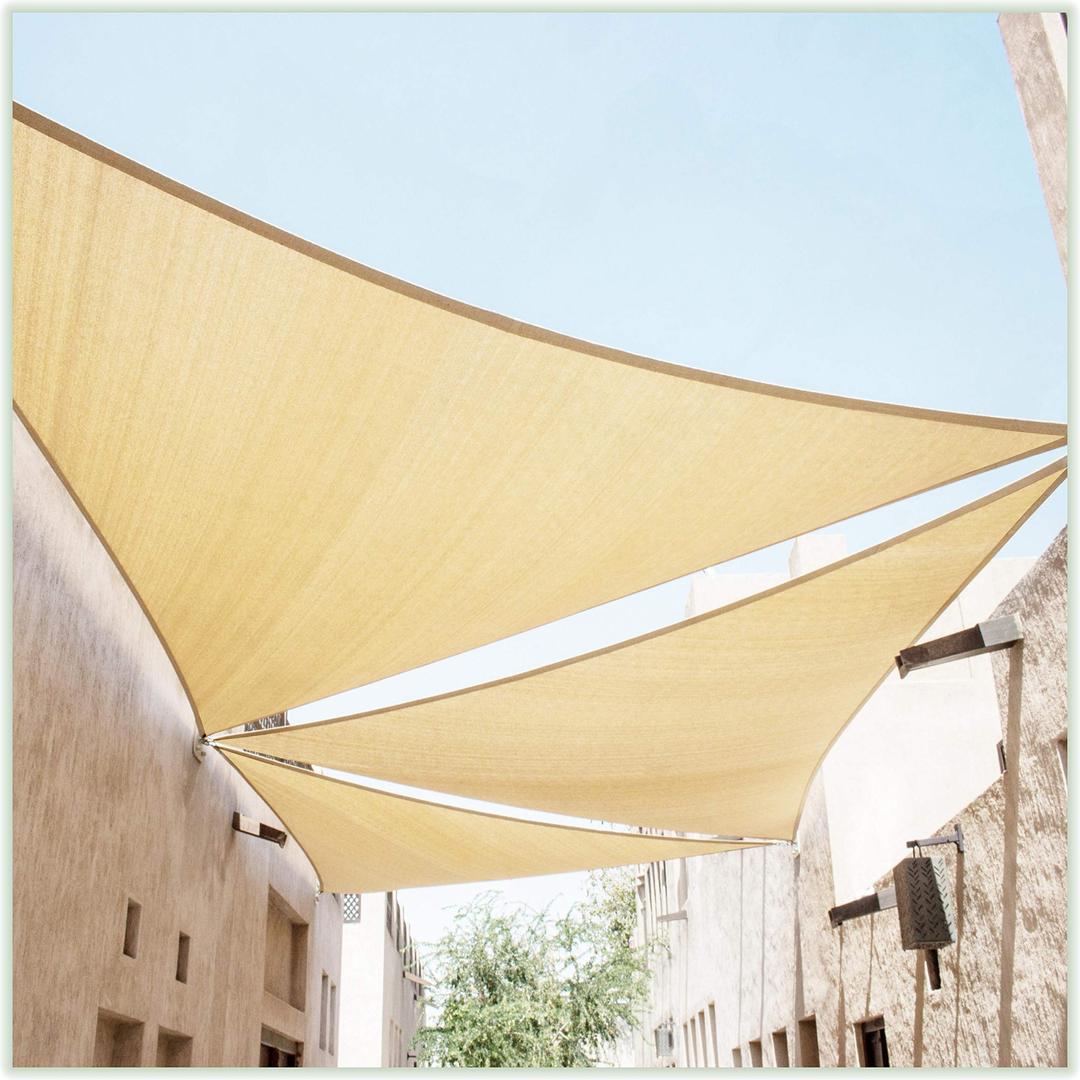 ColourTree24' x 24' x 24' Beige Triangle CTAPT24 Sun Shade Sail Canopy Mesh Fabric UV Block UPF50 - Commercial Heavy Duty - 190 GSM - 3 Years Warranty ( We Make Custom Size )