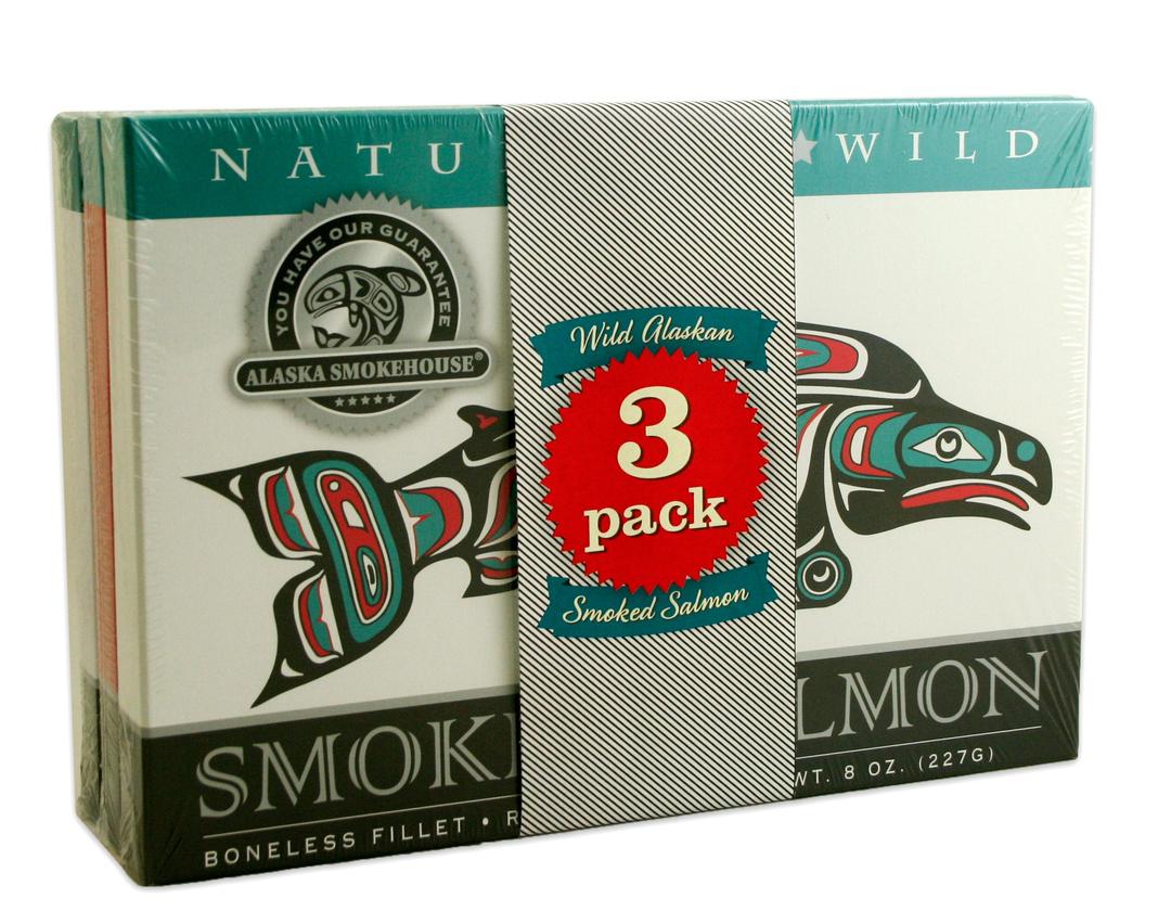 Alaska SmokehouseJumbo Smoked Salmon (8 Oz), 3Count Variety Pack