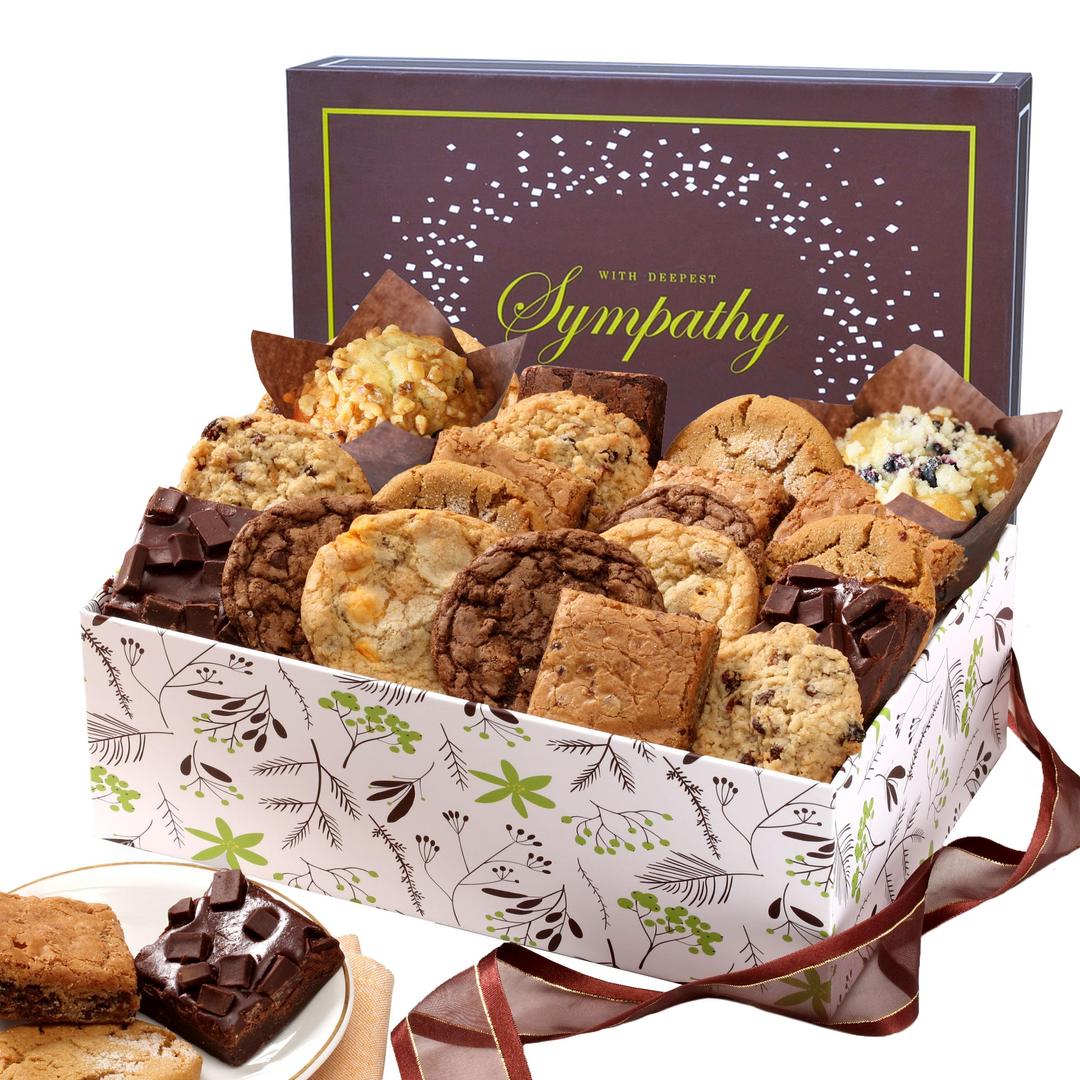 Broadway Basketeers Condolence Sympathy Gift Baskets, Fresh Baked Assorted Brownies & Cookies Gift Box, Individually Wrapped Desserts Care Package for Condolences, Memorial, Remembrance