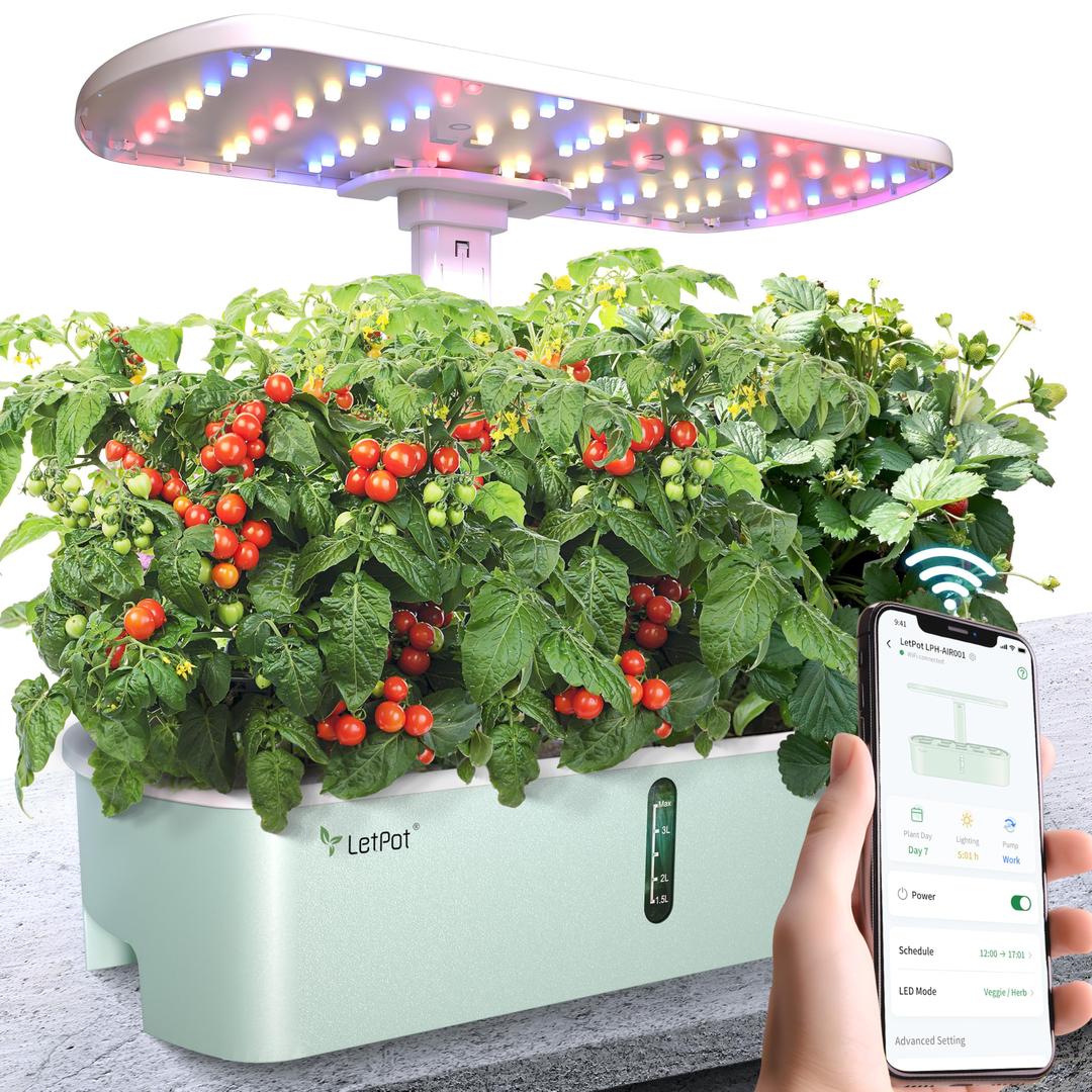 LETPOTLPH-Air Hydroponics Growing System Kits, APP & WiFi Controlled Smart Indoor Garden with 24W Grow Light Full Spectrum, 10 Pods Planter Indoor Gardening for Gifts, Kitchen, Vegetable