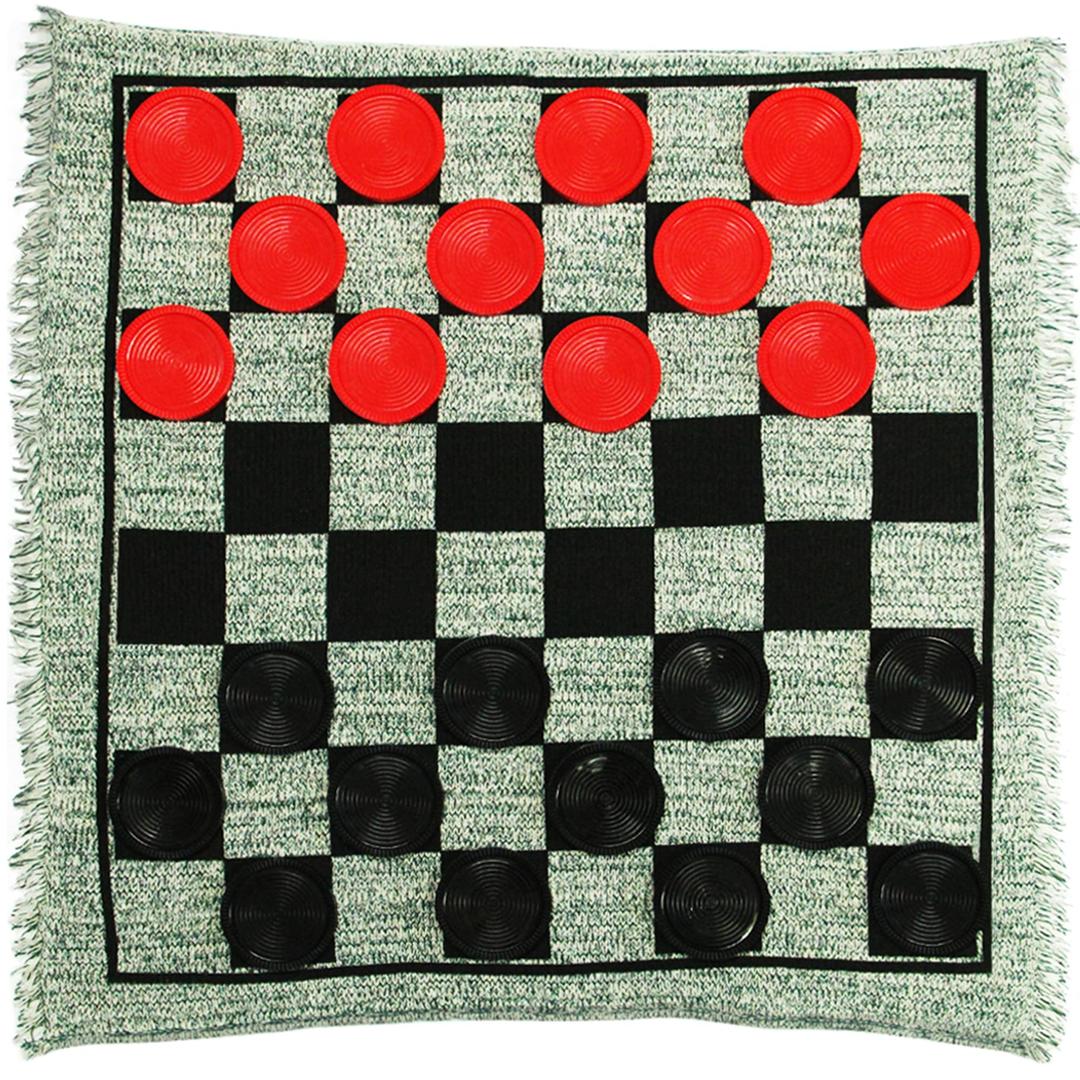 Lulu HomeJumbo Checkers, Giant 3-in-1 Checkers Game Rug Board Game Set, 2 Players