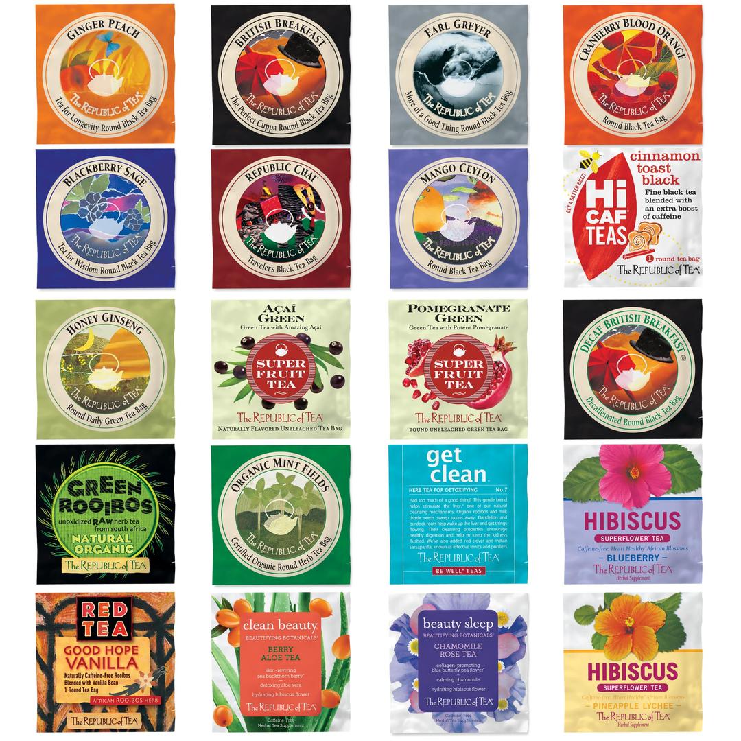 The Republic of Tea – Premium Assortment of Teas & Herbs, 40 Individually Wrapped Tea Bags