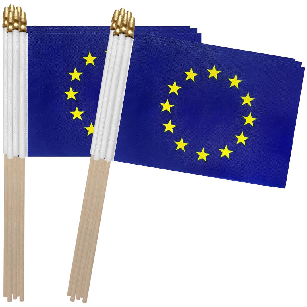 TSMD European Union Stick Flag EU Small Mini Hand Held Flags,5x8 Inch,12 Pack