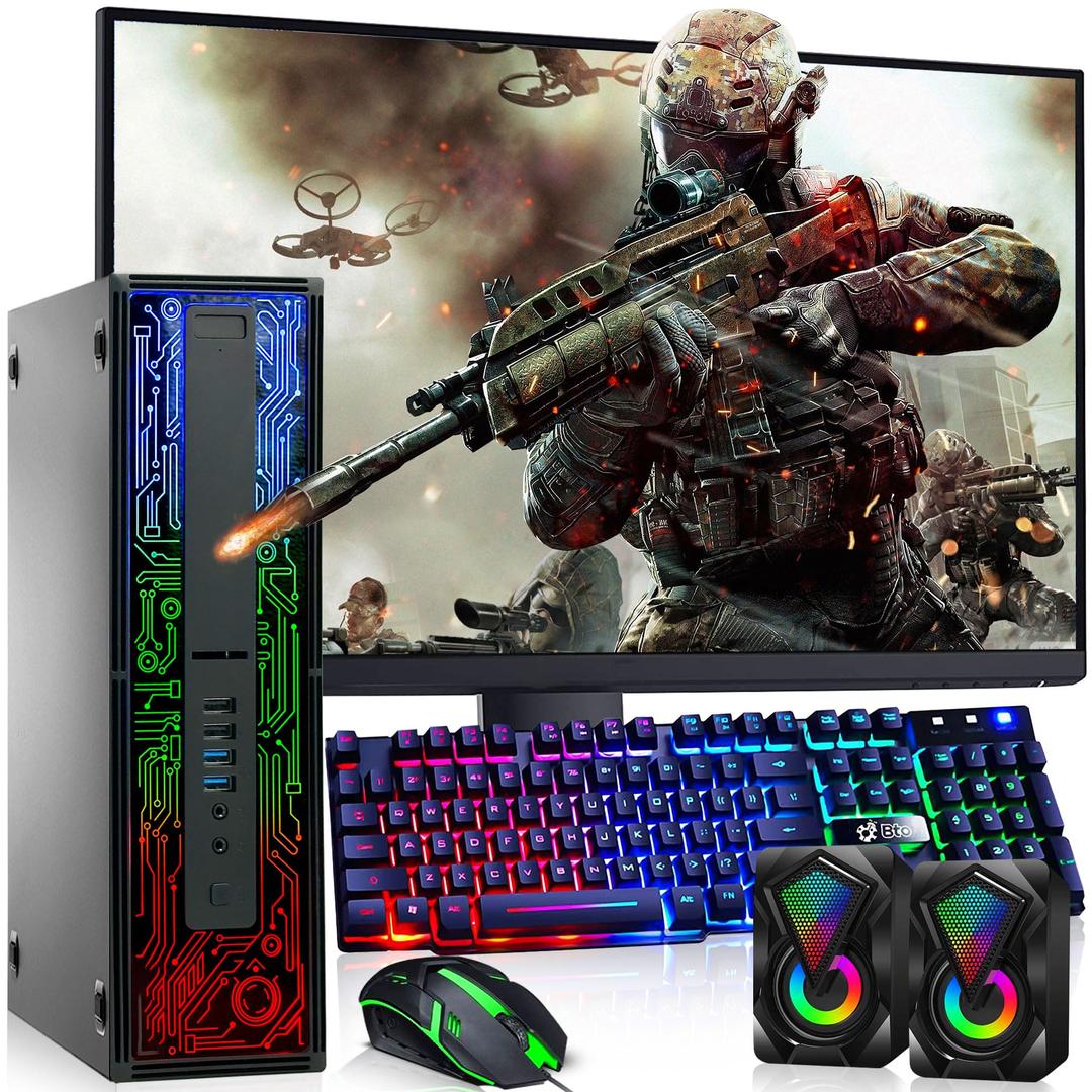 HP G2 RGB Gaming PC Desktop – Intel i5 6th Gen Processor, 16GB DDR4 Ram, 512GB SSD, NVIDIA GeForce GT 1030 DDR5, New 24 Inch Monitor, Windows 10 Pro – Computer Tower for PC Gamer (Renewed)