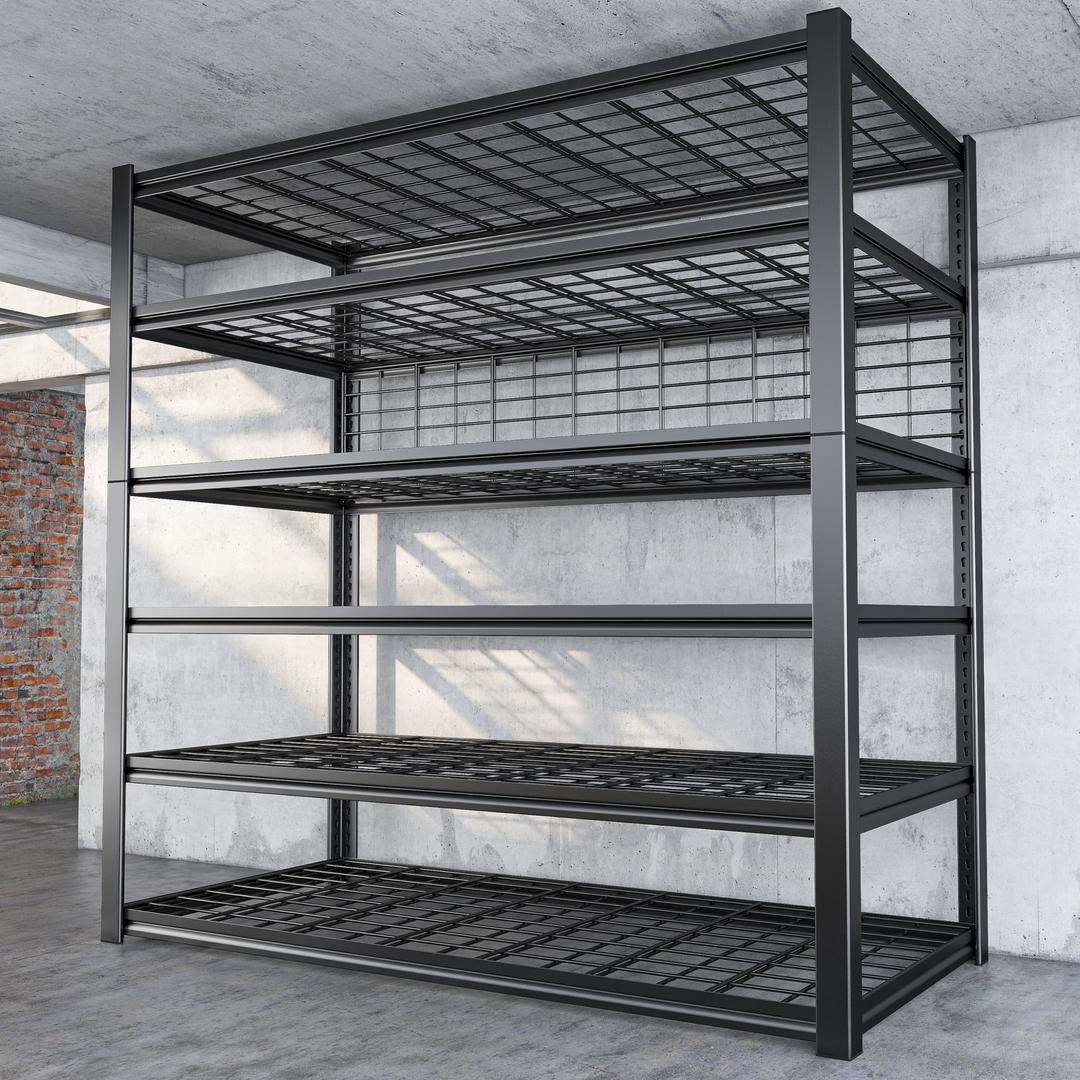 REIBII 84" H Garage Shelving, 6-Tier Garage Storage Shelves Heavy Duty Shelving Loads 3500LBS, 48" W Adjustable Garage Shelves Metal Shelving Storage Shelf Industrial Shelving 84" H x 48" W x 20" D