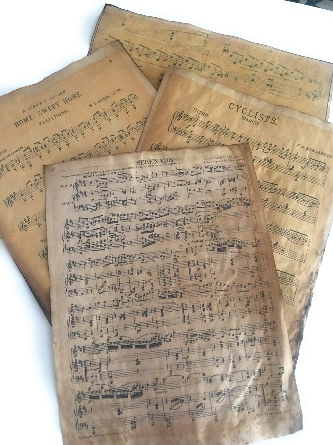 Tea stained papers, Vintage Sheet Music