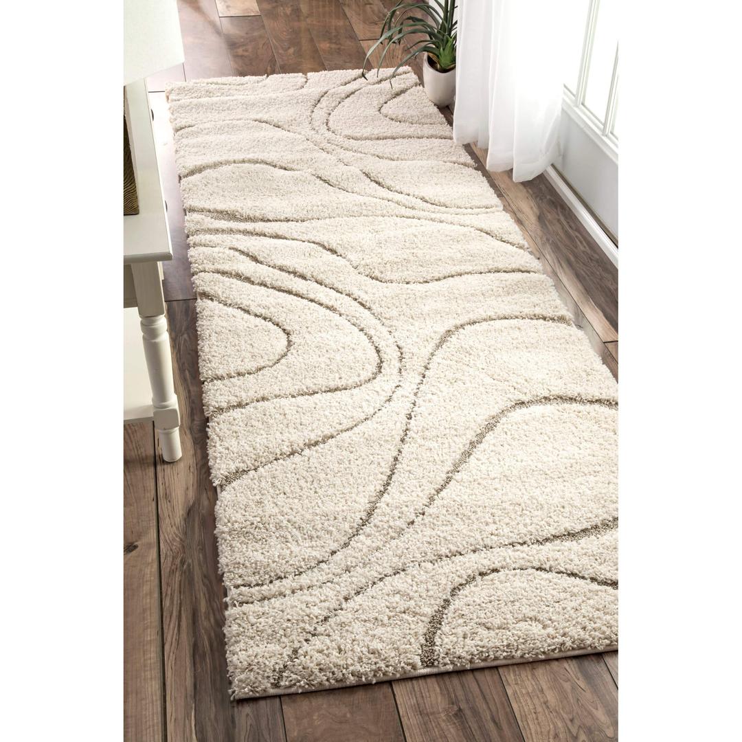 nuLOOMCarolyn Modern Shag Runner Rug, 2' 8" x 8', Cream