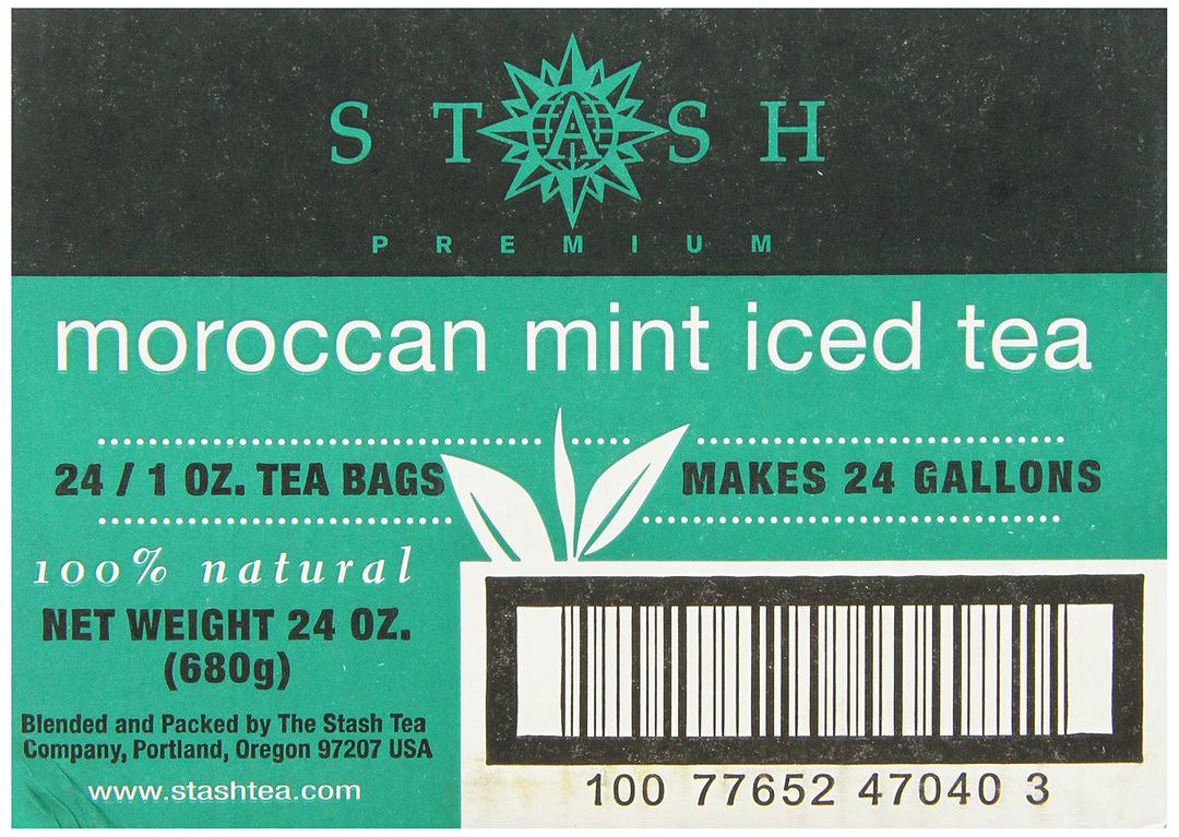 Stash Tea Moroccan Mint Green Iced Tea - Caffeinated, Non-GMO Project Verified Premium Tea with No Artificial Ingredients, 24 1oz Tea Bags