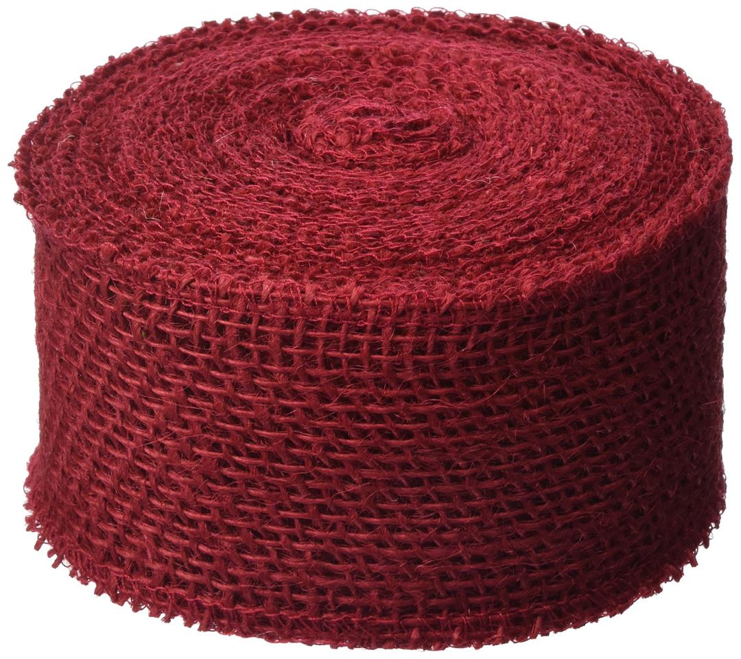 DARICE 2914-052 240gm Burlap Ribbon, 2.5-Inch by 10-Yard, Red