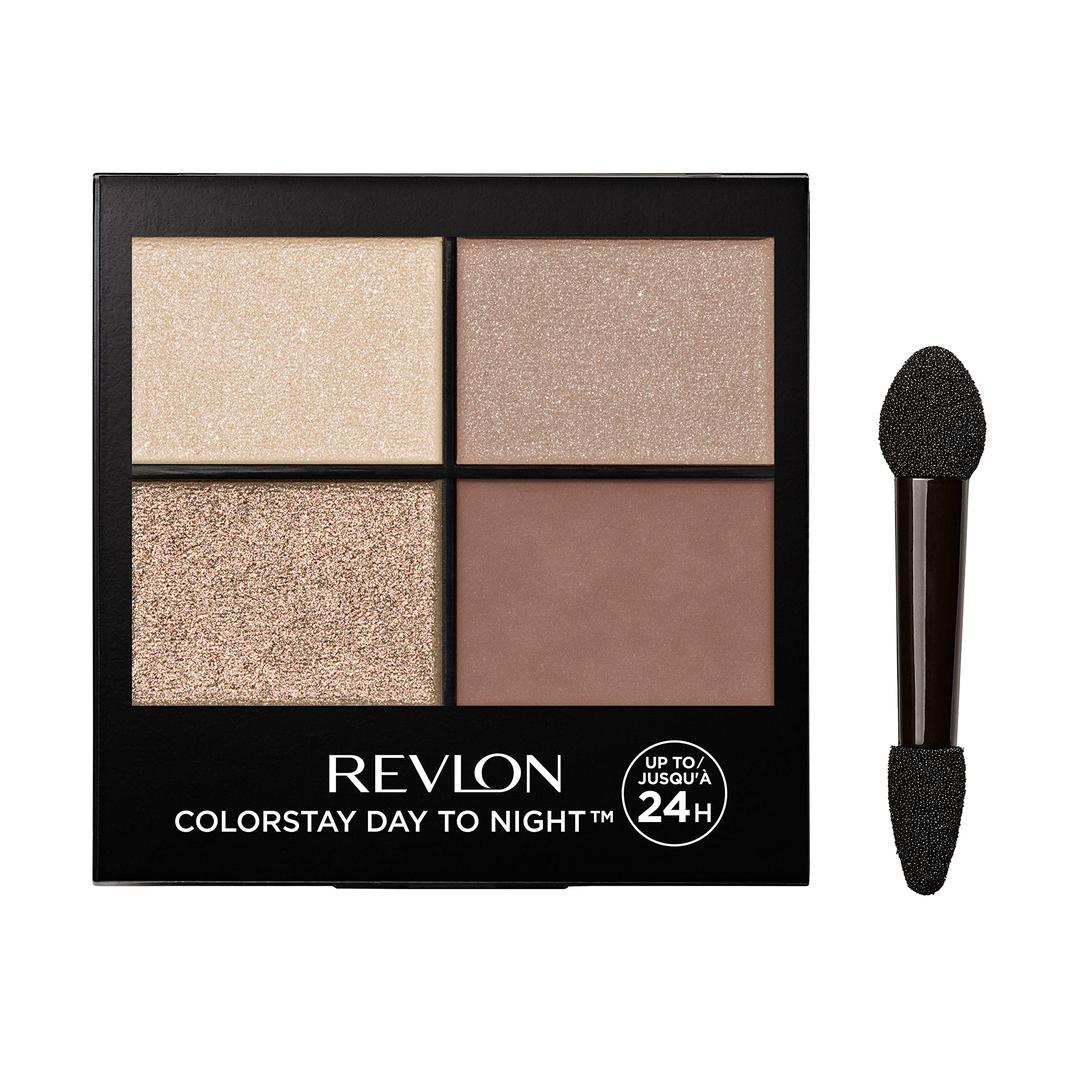 REVLONColorStay Day to Night Eyeshadow Quad, Longwear Shadow Palette with Transitional Shades and Buttery Soft Feel, Crease & Smudge Proof, 500 Addictive, 0.16 oz