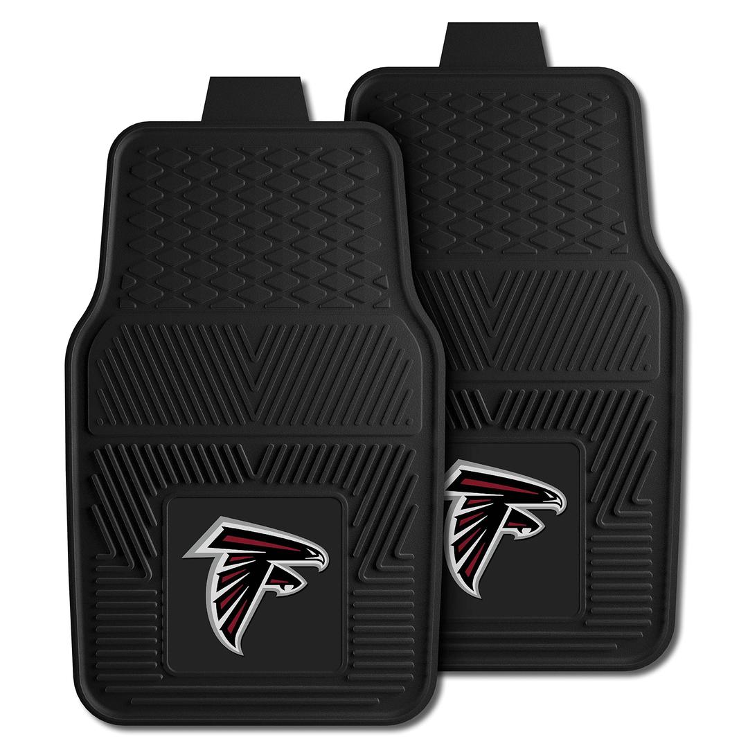 FANMATS 8885 Atlanta Falcons 2-Piece Heavy Duty Vinyl Car Mat Set, Front Row Floor Mats, All Weather Protection, Universal Fit, Deep Resevoir Design, 18"x27"