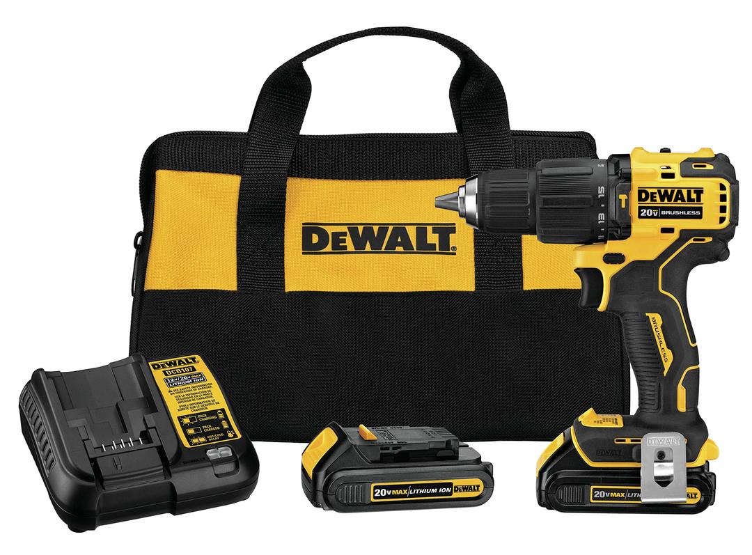 DEWALT ATOMIC 20V MAX* Hammer Drill, Cordless, Compact, 1/2-Inch, 2 Batteries (DCD709C2)