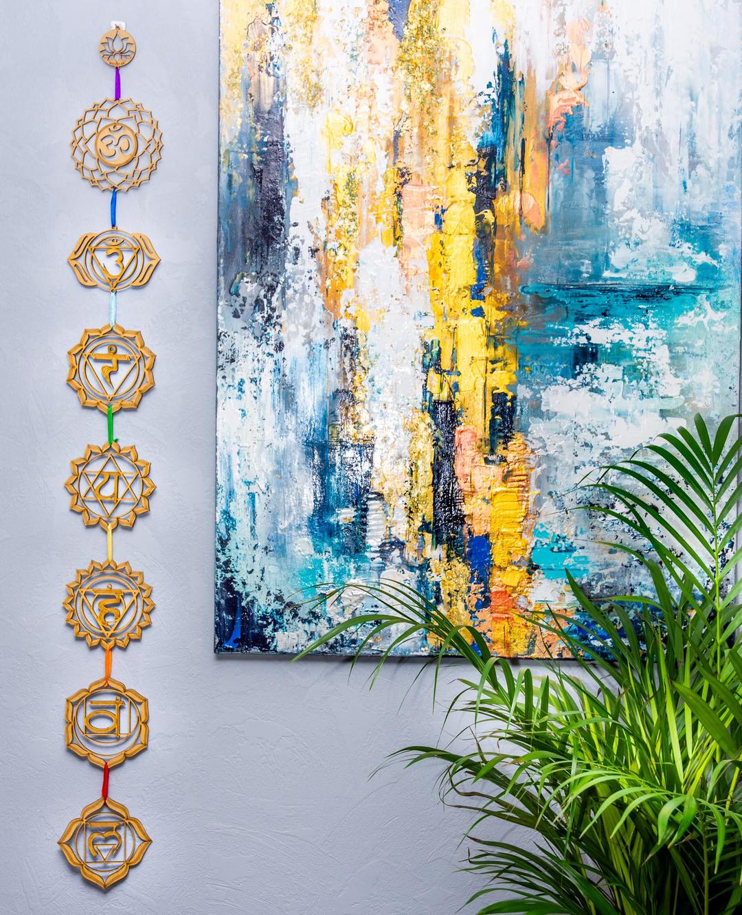 WICCSTAR Chakra Wall Decor For Spiritual Room Decor. Hanging Chakra Sign Art Tapestry For Meditation Yoga Room. Mandala Ornaments