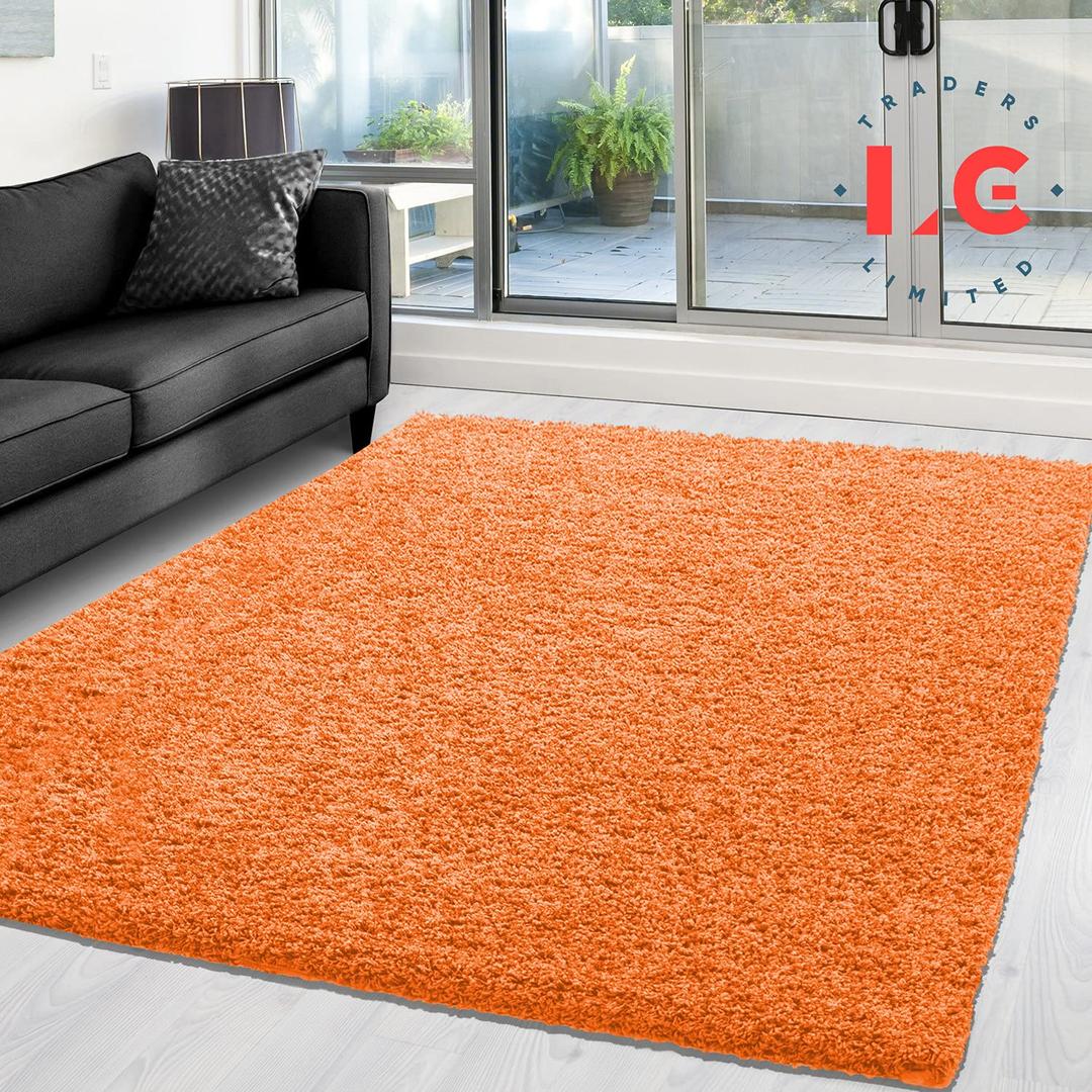 LG TRADERS LIMITED EXTRA THICK HEAVY PILE SOFT LUXURIOUS SHAGGY MODERN AREA BEDROOM HALL RUG RUNNER MAT (Orange, 60 x 110 cm)