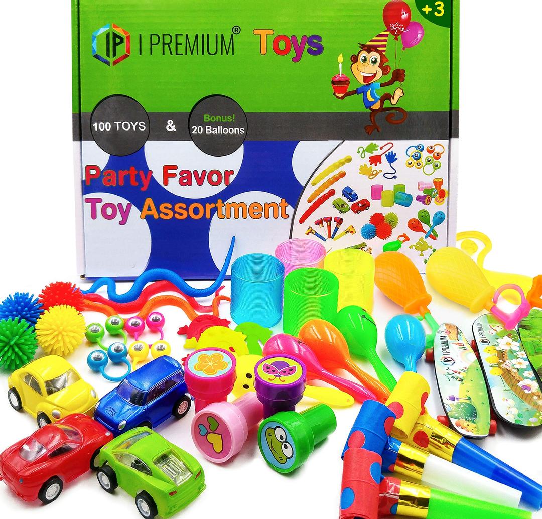 120 Pcs Toy Assortment, Party Favors for Kids, Bulk Toys, Pinata Filler, Goodie Bag Fillers, Treasure Box, Prizes for Classroom, Christmas, Carnival and Birthday. for Boys and Girls