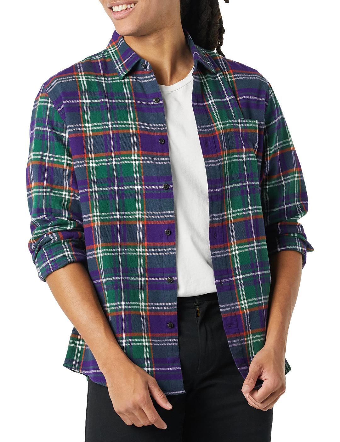 Amazon Essentials Men's Regular-fit Long-Sleeve Flannel Shirt