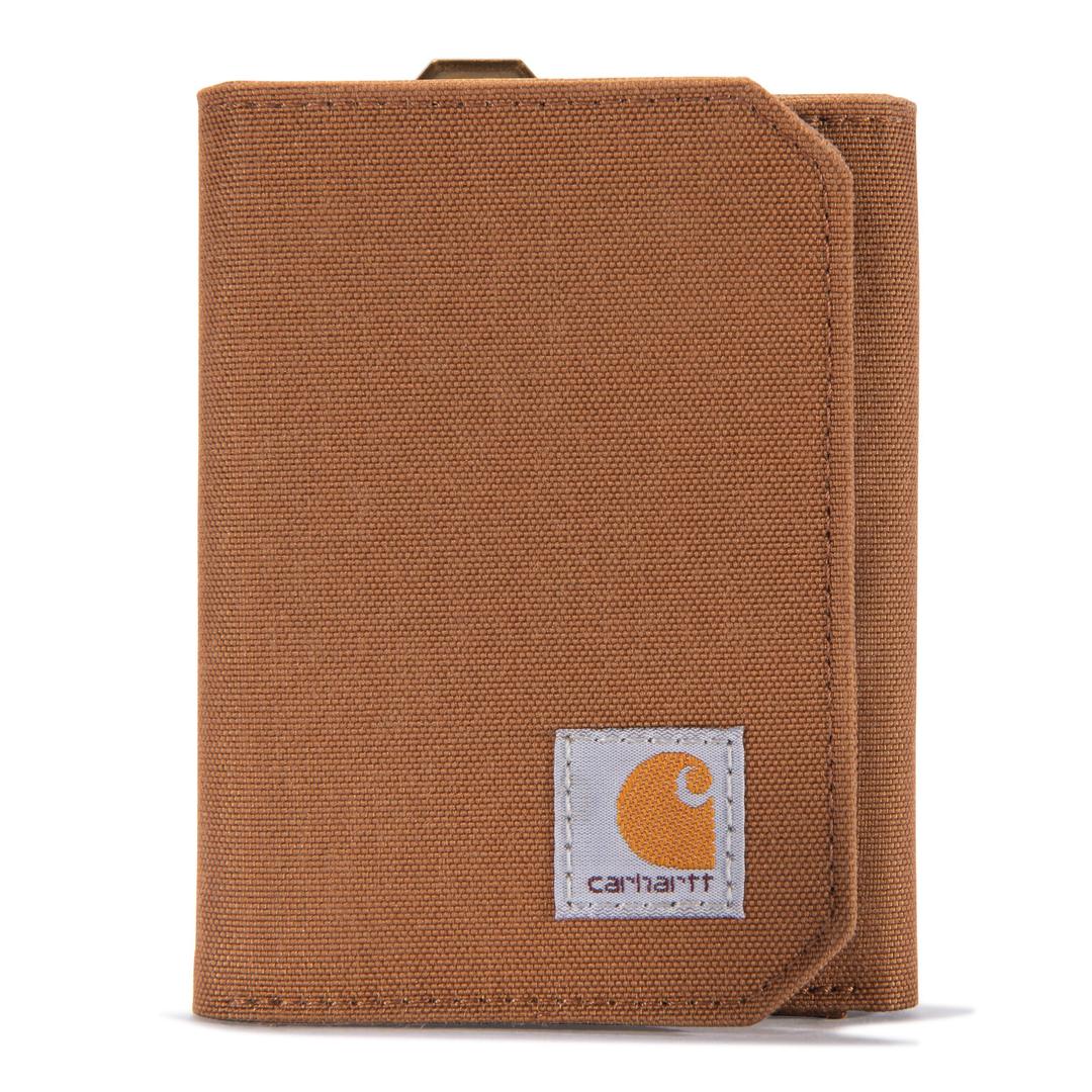 CarharttTrifold Wallet, Durable for Men, Available in Leather and Canvas Styles, Nylon Duck (Carhartt Brown), One Size US