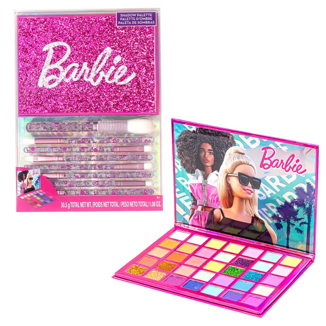 Barbie - Townley Girl 35-Well Eyeshadow Palette, Shimmery and Opaque Colors, Pigmented Blendable, 8 Application Brushes Non-Toxic 8+, Perfect for Parties, Sleepovers & Makeovers